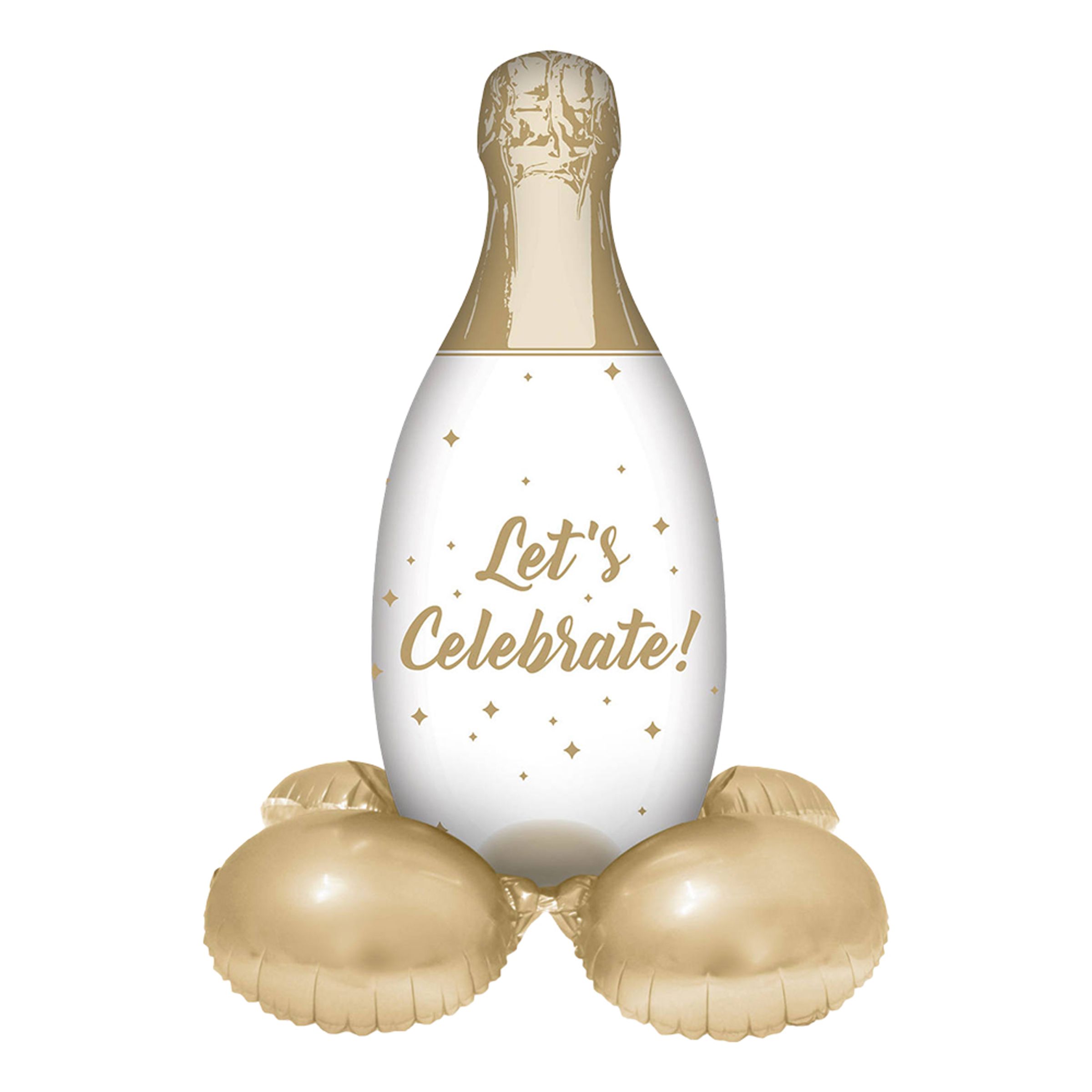 Folieballon Champagneflaske med Base - ej helium