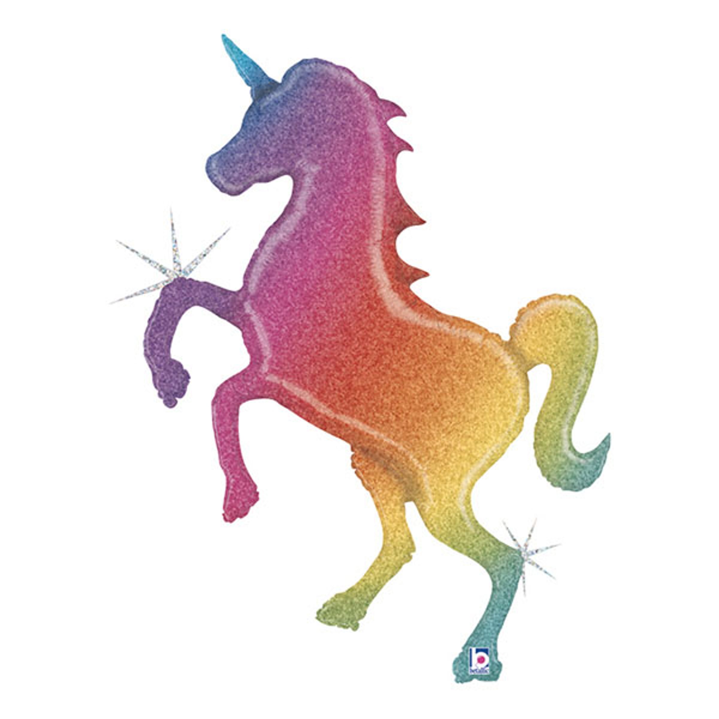 Folieballon Glitter Rainbow Unicorn