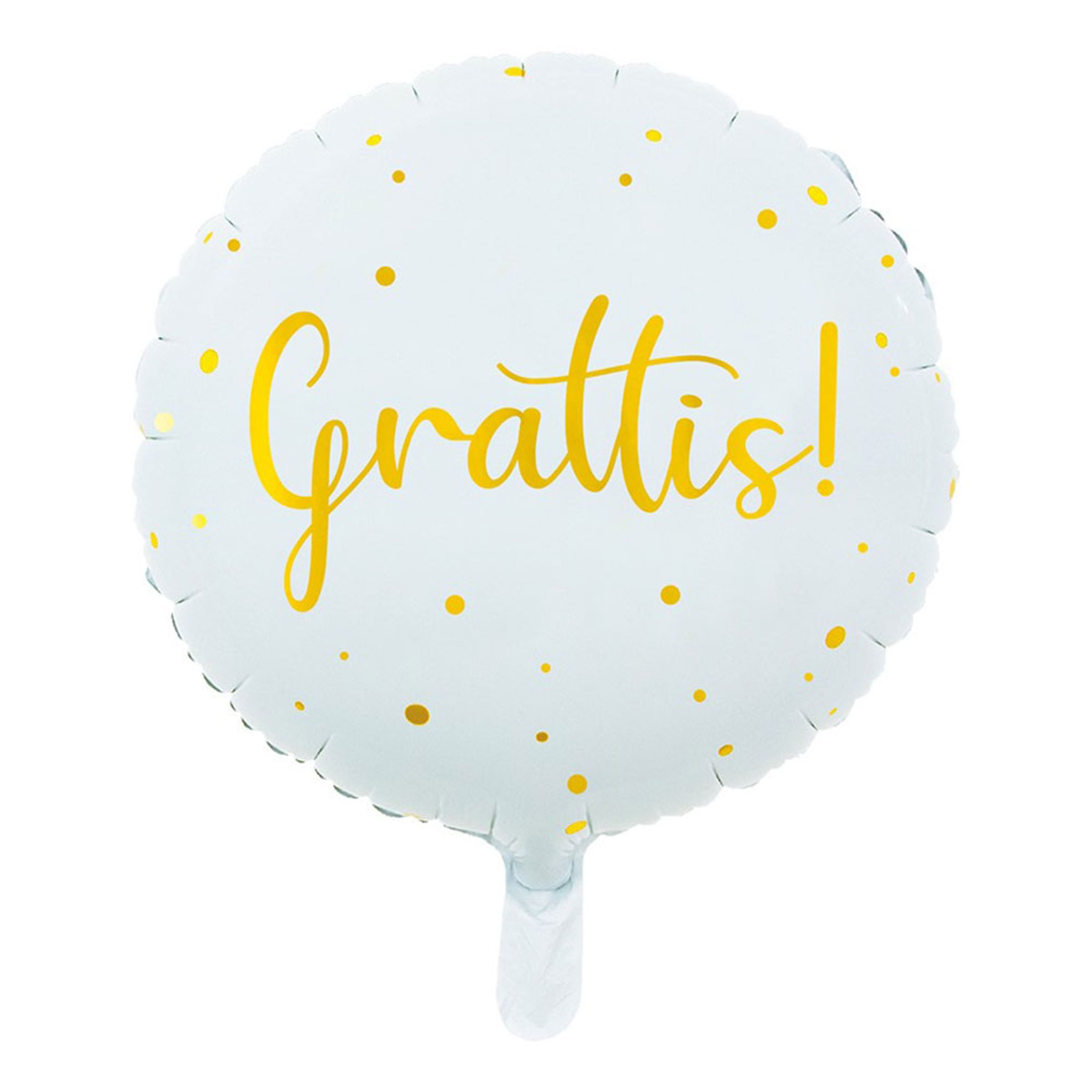 Folieballong Grattis Vit/Guld | Hem - Festartiklar - Ballonger - Folieballonger | Pryloteket