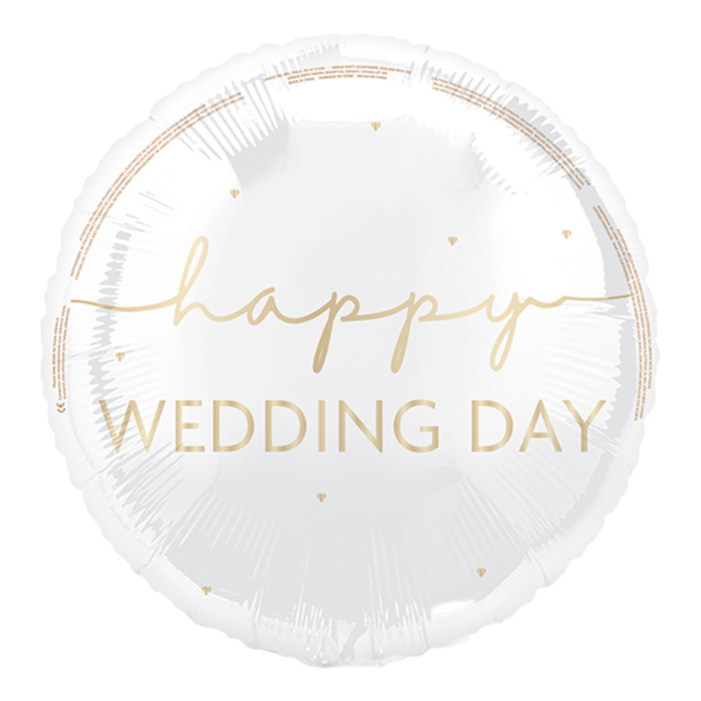 Folieballon Happy Wedding Day Hvid