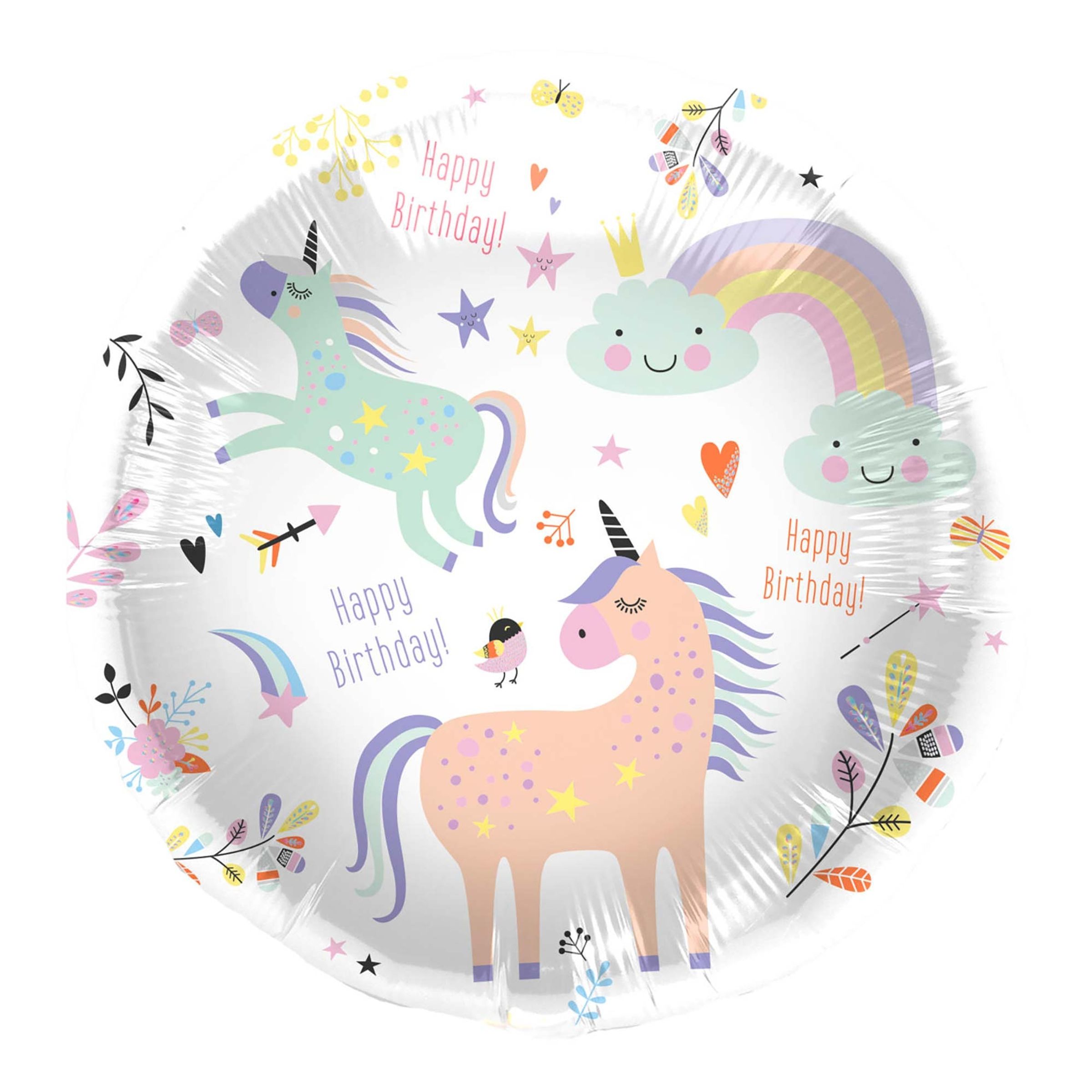 Folieballon Unicorns & Rainbows Happy Birthday