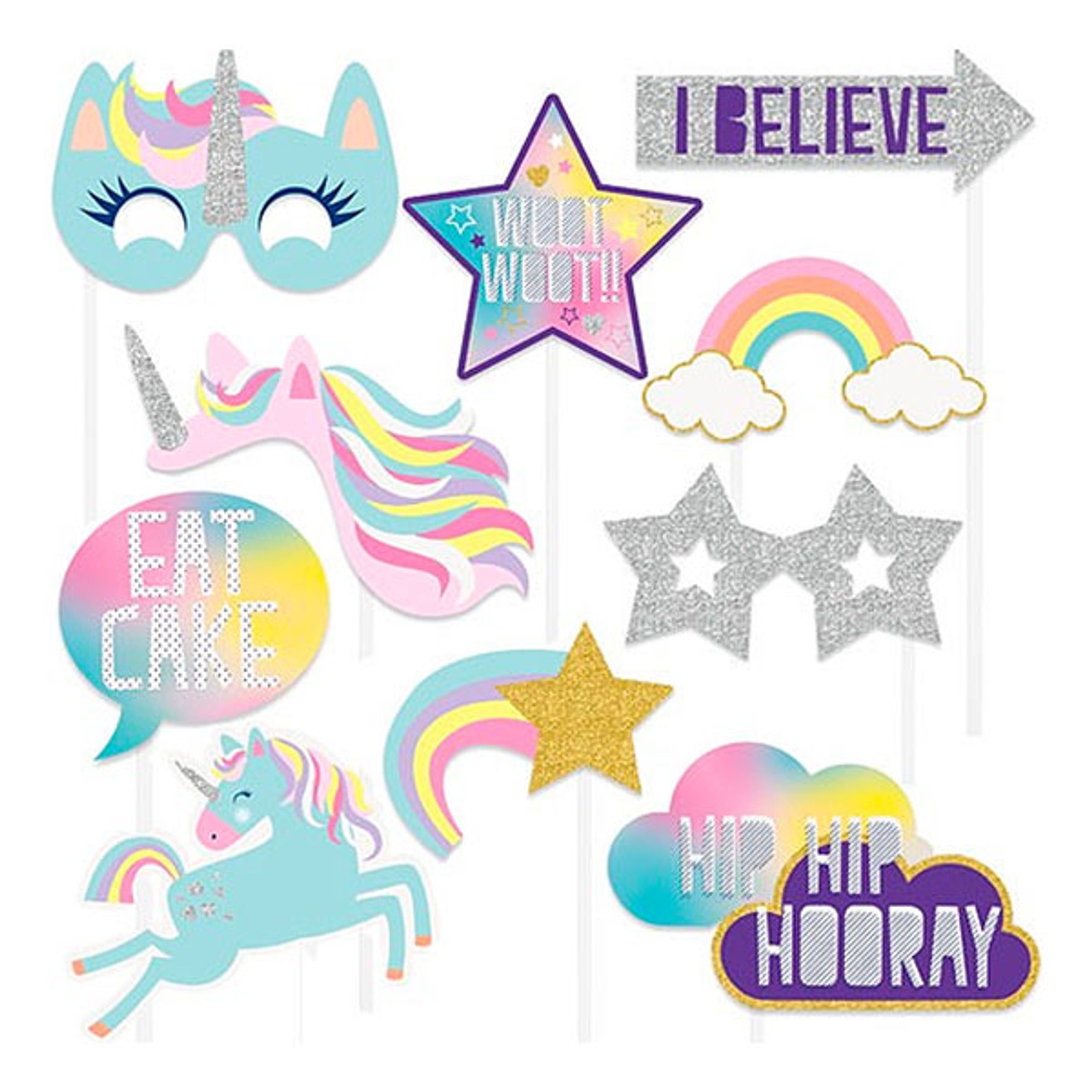Fotoprop Happy Birthday Unicorn - 10-pak