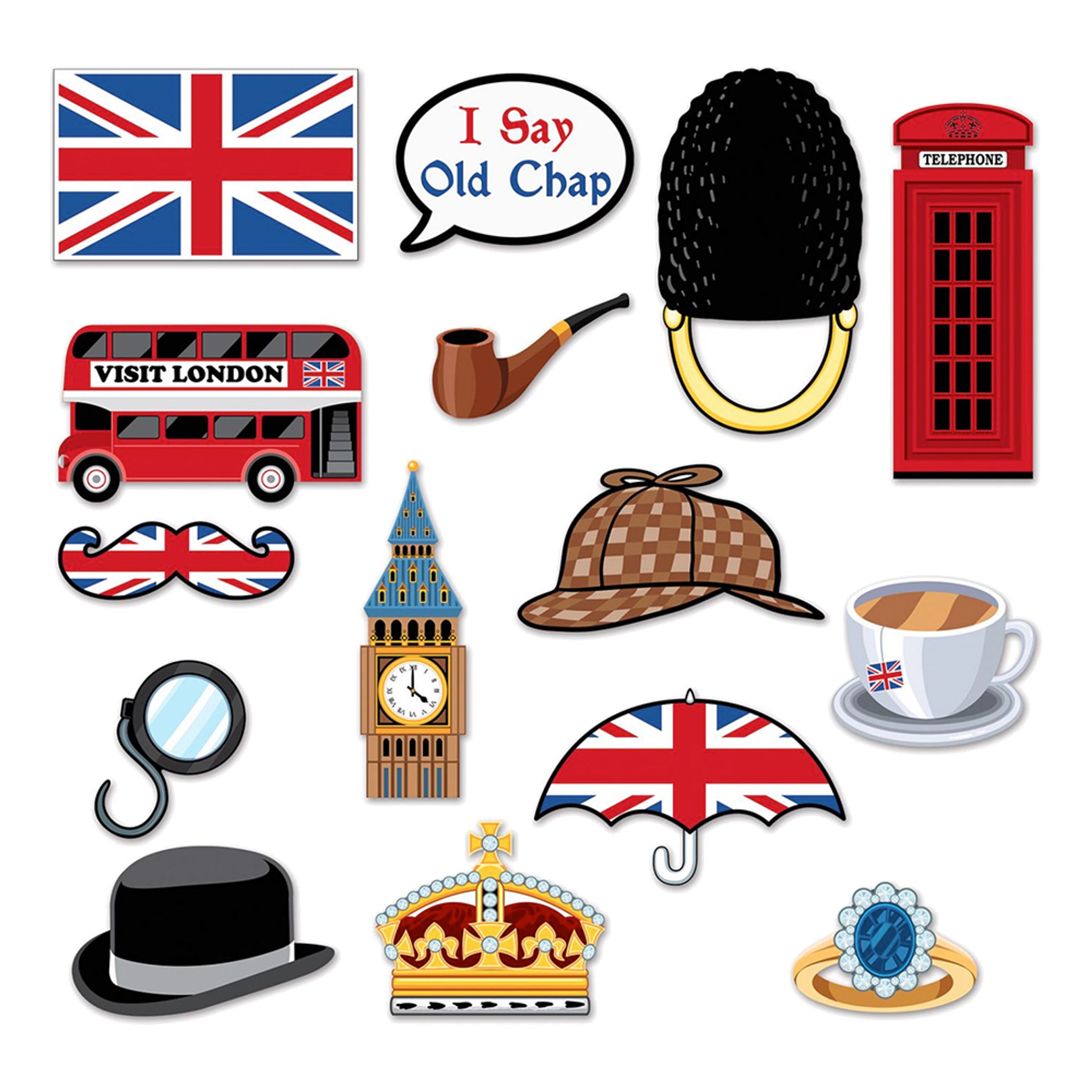 Fotoprops Storbritannien - 15-pack | Hem - Roliga Prylar - Hobby & Fritid - Supporterprylar | Pryloteket