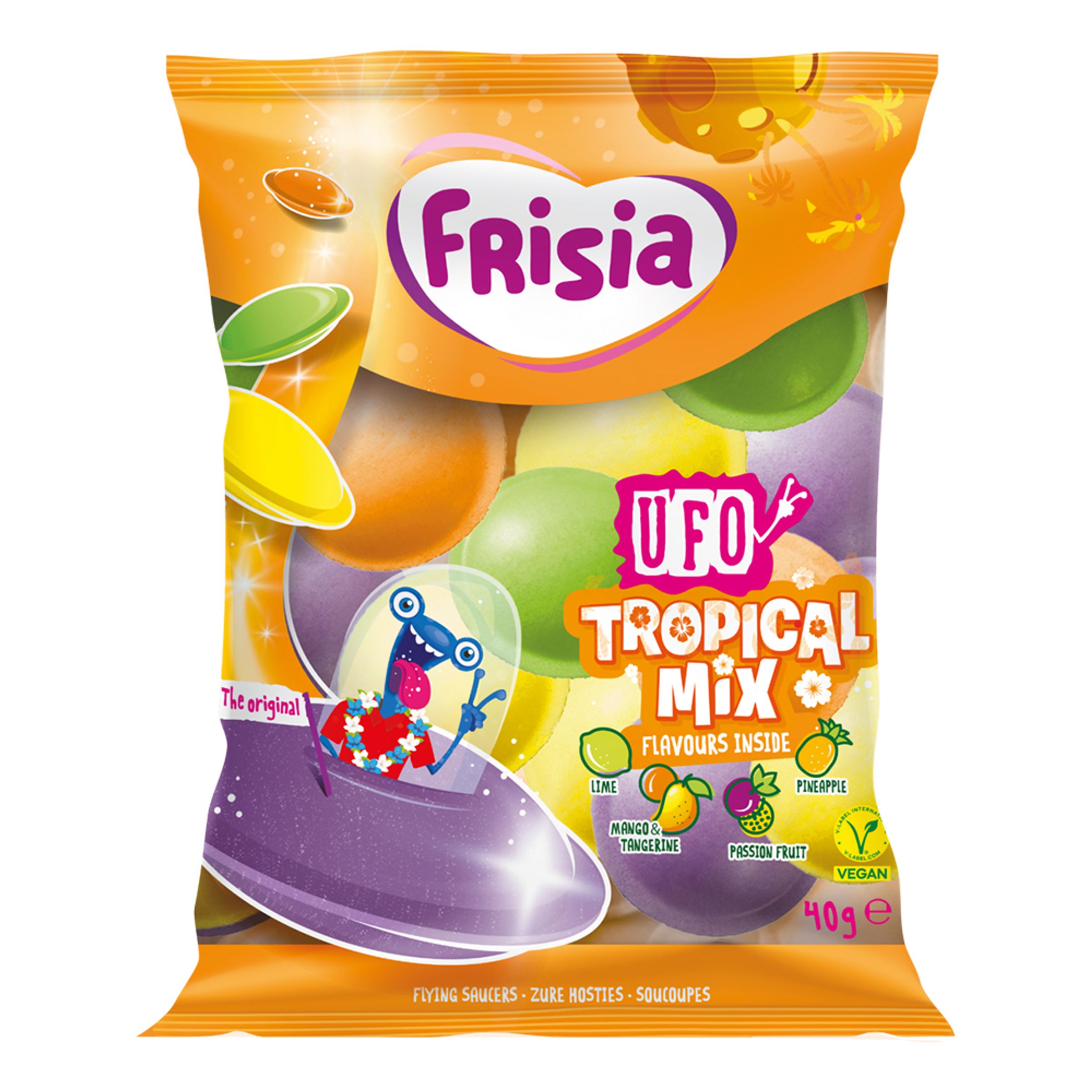 Frisia UFO Tropical Godispåse - 40 g | Hem - Godis & Läsk - Godis - Retrogodis | Maskeradspecialisten