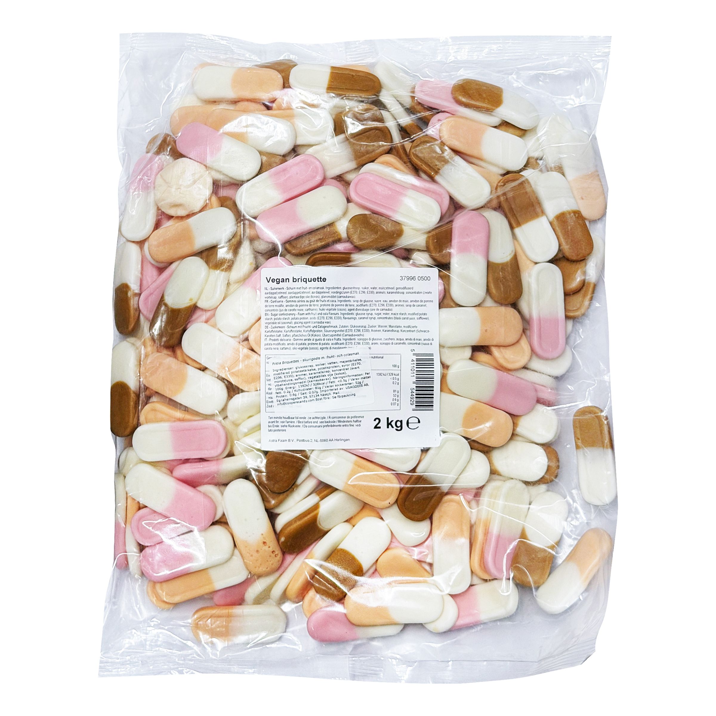 Frisia Vegan Briquettes Storpack - 2 kg | Hem - Godis & Läsk - Godis - Skumgodis | Maskeradspecialisten