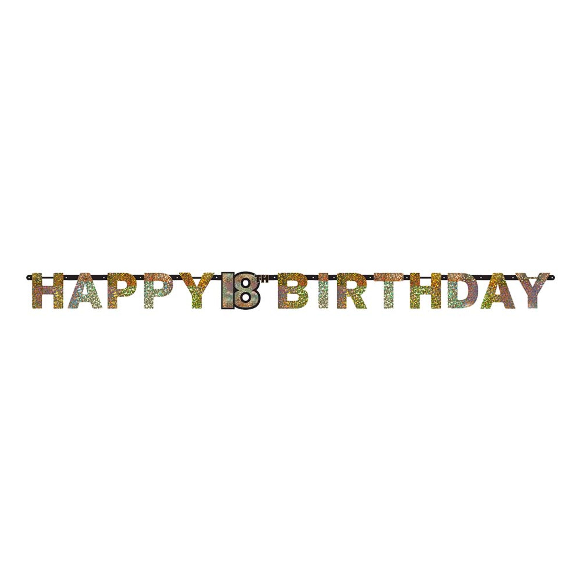 Girlang 18 Happy Birthday Guld Glitter | Hem - Festartiklar - Festdekoration - Girlanger | Pryloteket
