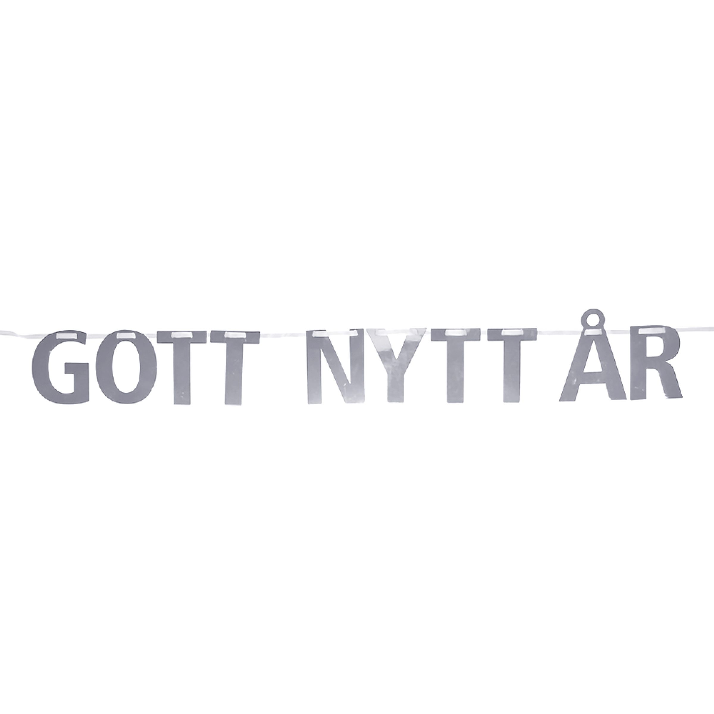 Girlang Gott Nytt År Silver | Hem - Festartiklar - Festdekoration - Girlanger | Pryloteket