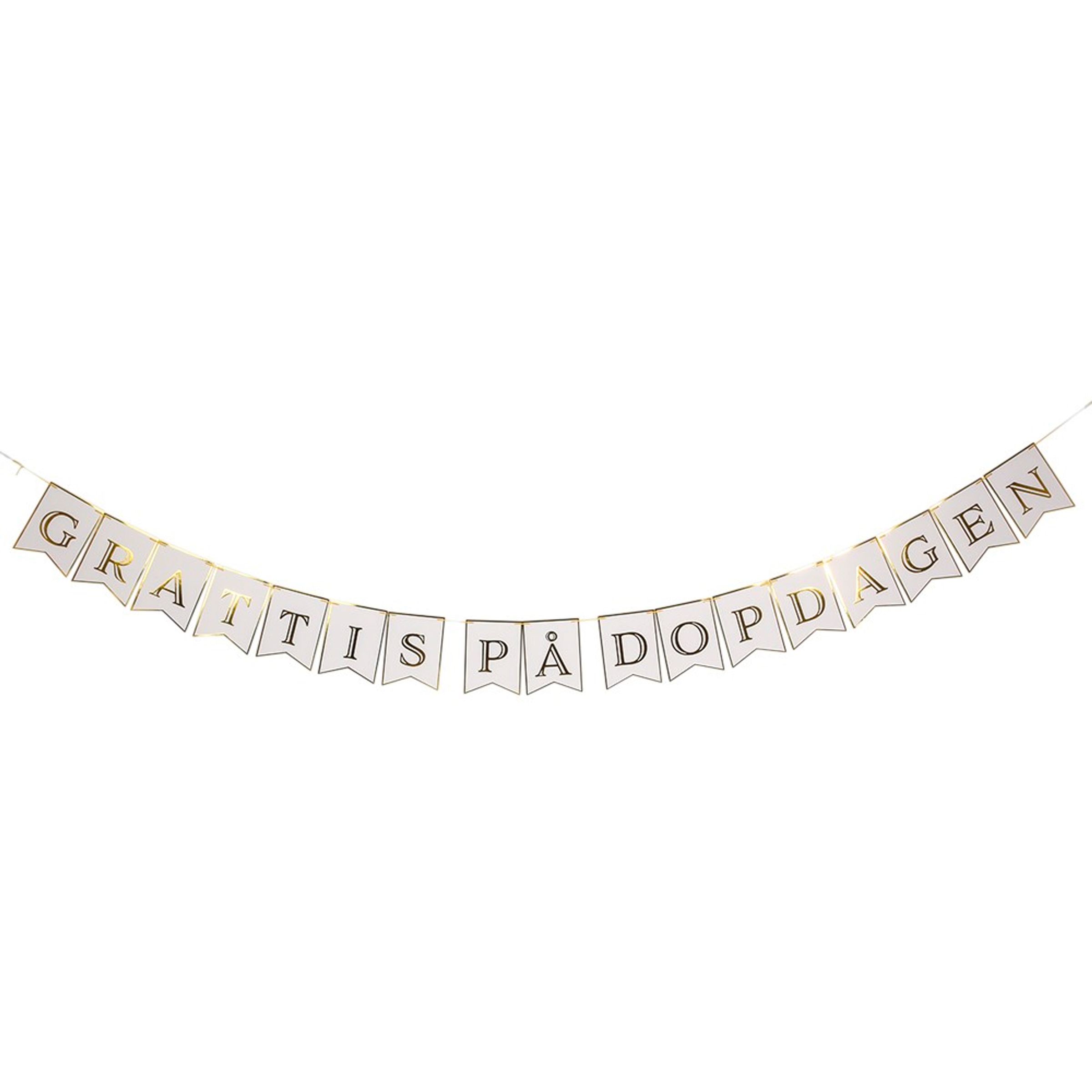 Girlang Grattis på Dopdagen Vit/Guld - 3,5 m | Hem - Festartiklar - Festdekoration - Girlanger | Pryloteket