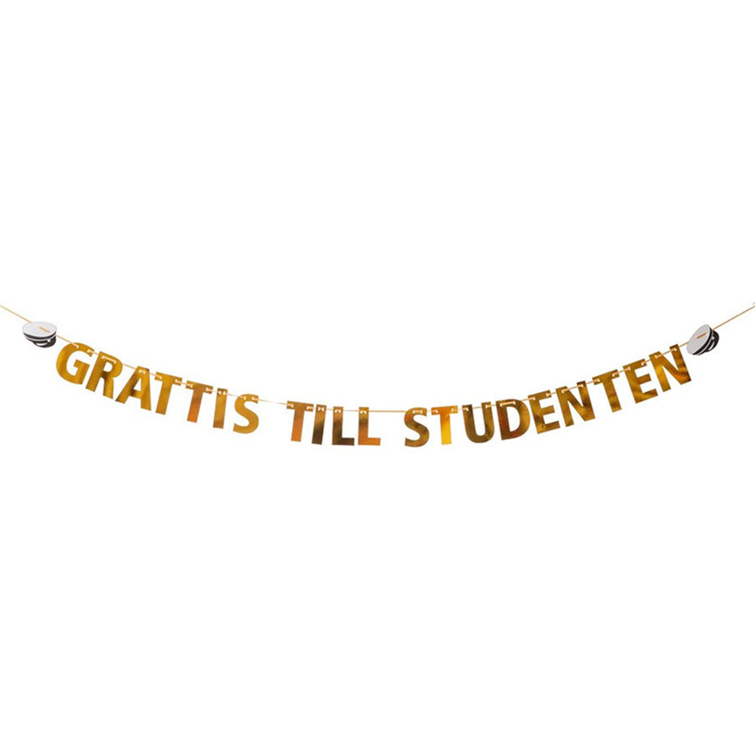 Girlang Grattis Till Studenten Guld Metallic | Hem - Festartiklar - Festdekoration - Girlanger | Pryloteket