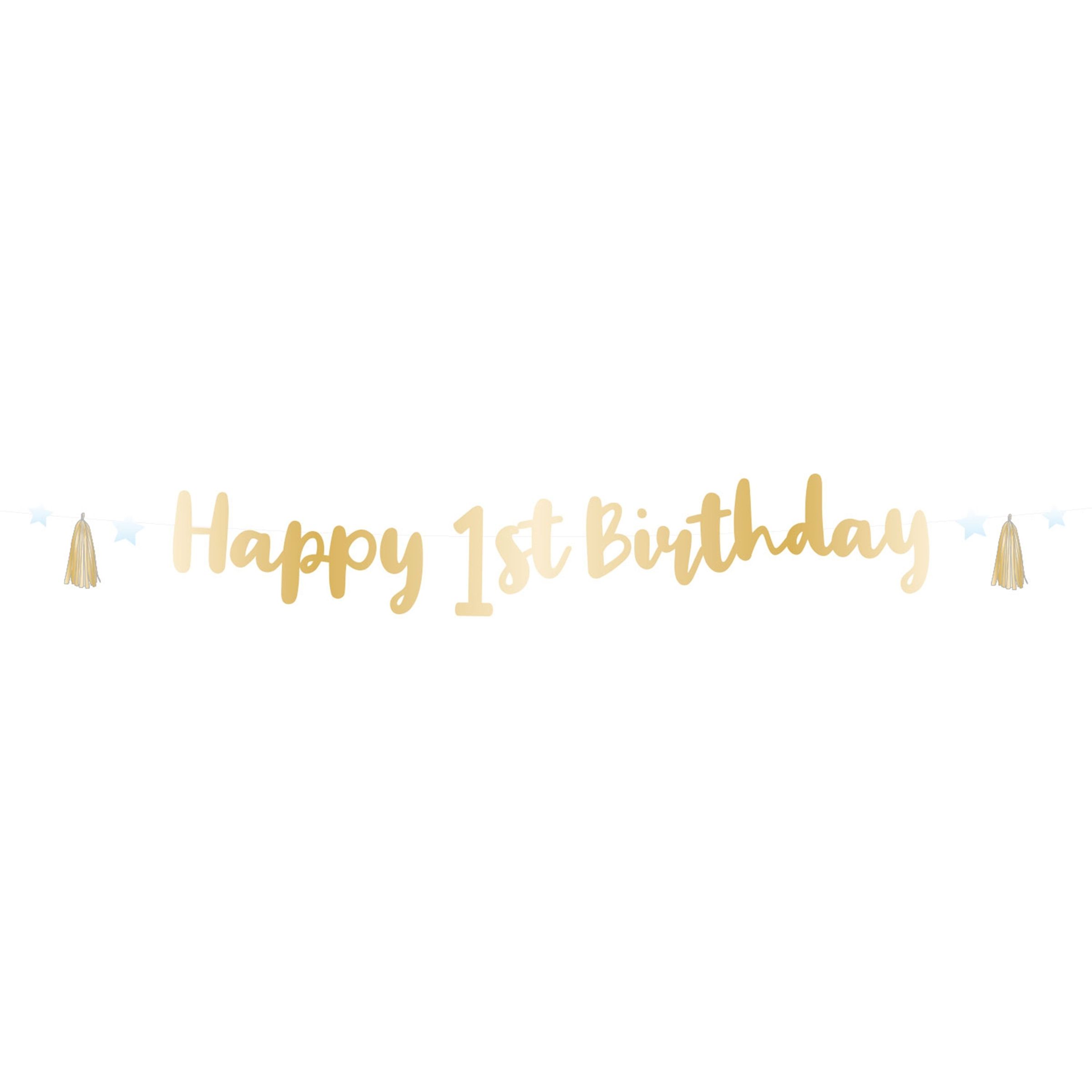 Guirlande Happy 1st Birthday Blå/Guld