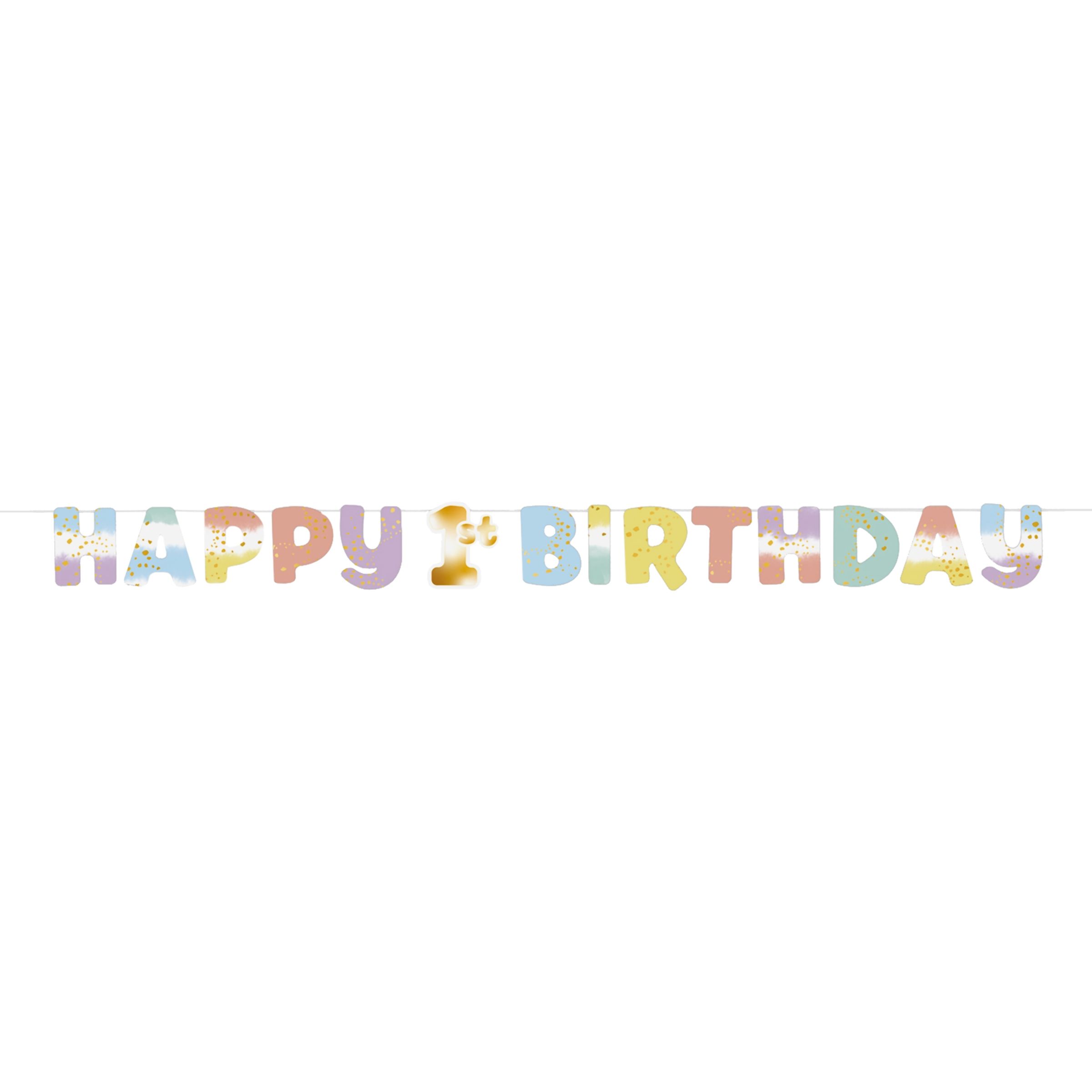 Girlang Happy 1st Birthday Flerfärgad | Hem - Festartiklar - Festdekoration - Girlanger | Pryloteket