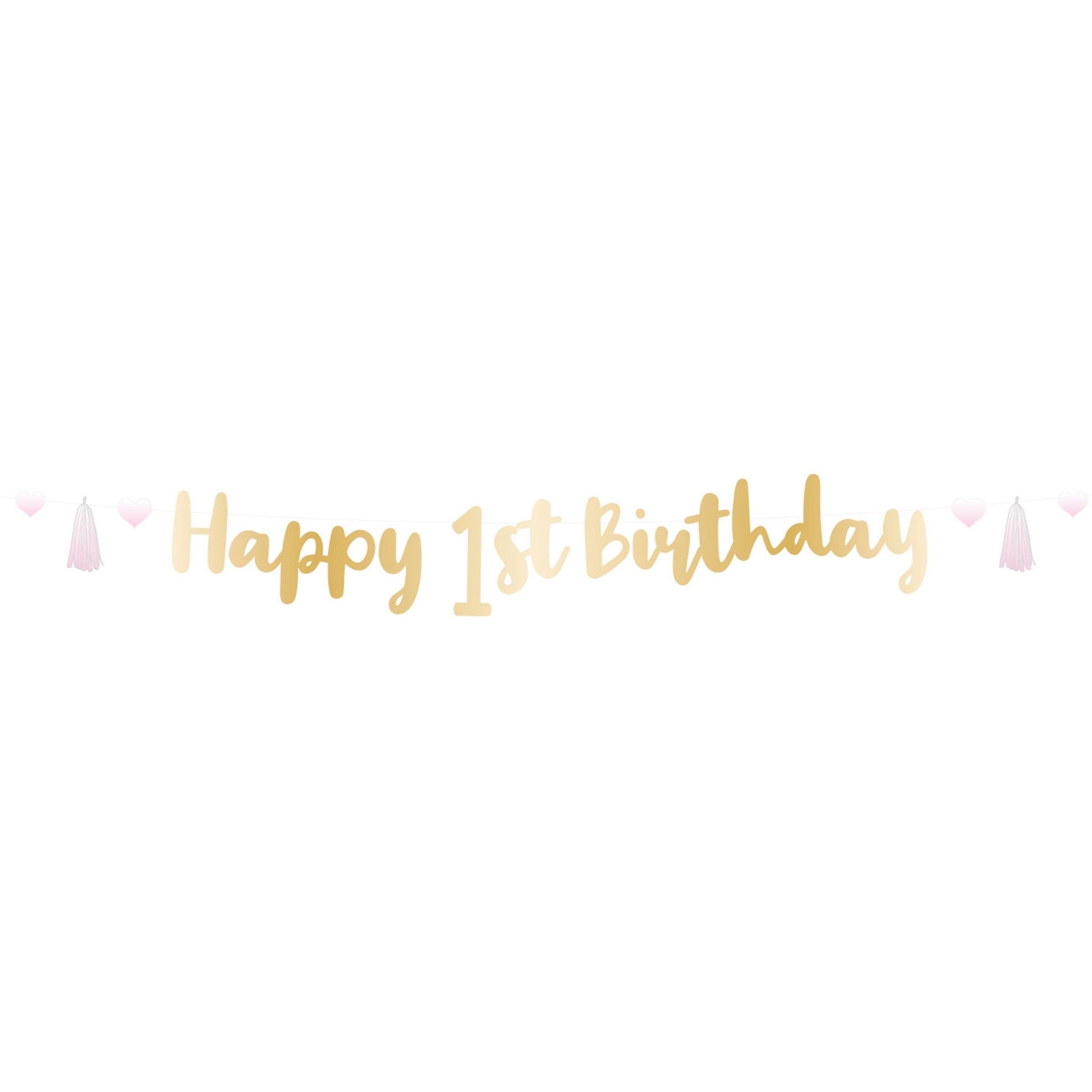 Guirlande Happy 1st Birthday Lyserød/Guld