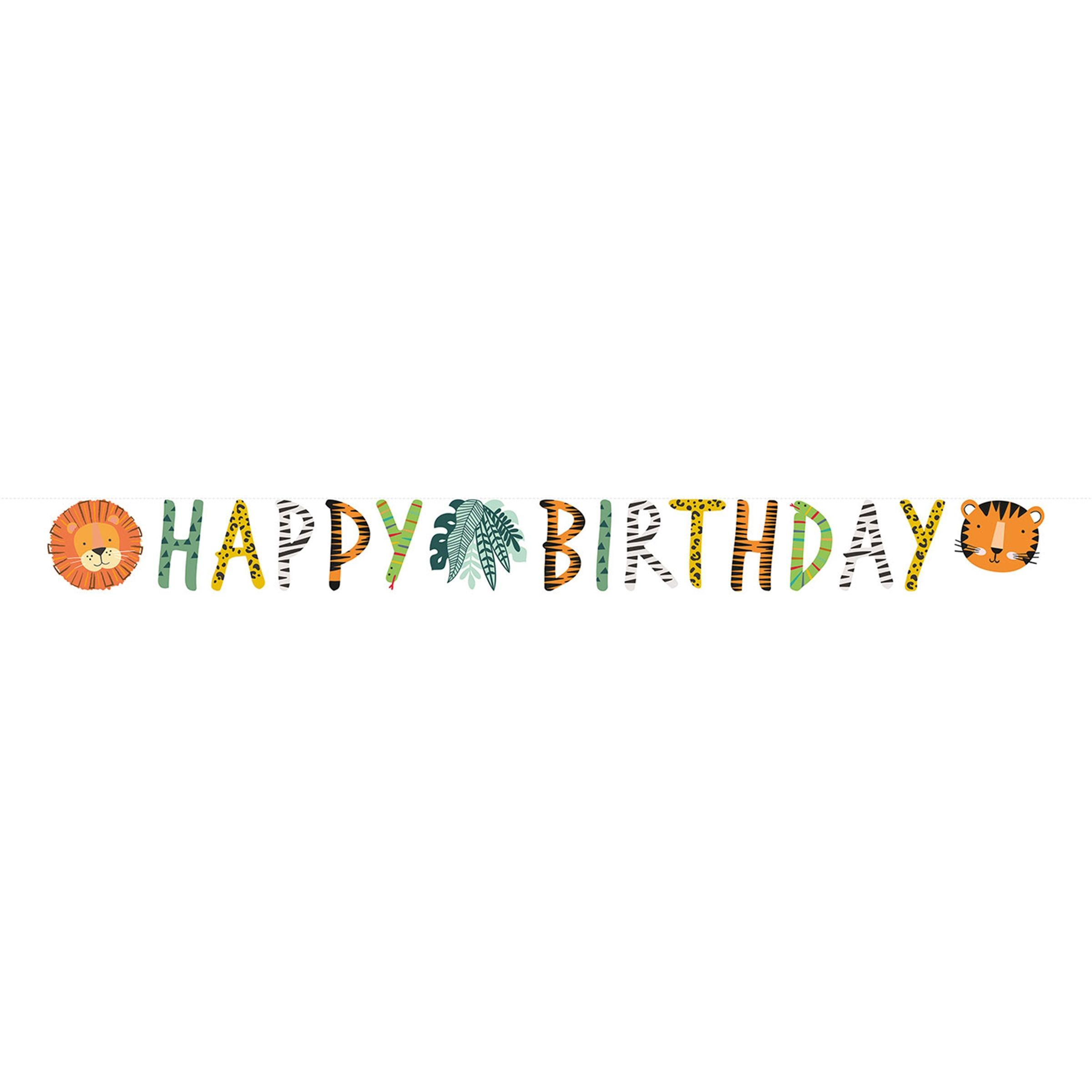 Girlang Happy Birthday Djungeldjur | Hem - Festartiklar - Festdekoration - Girlanger | Pryloteket