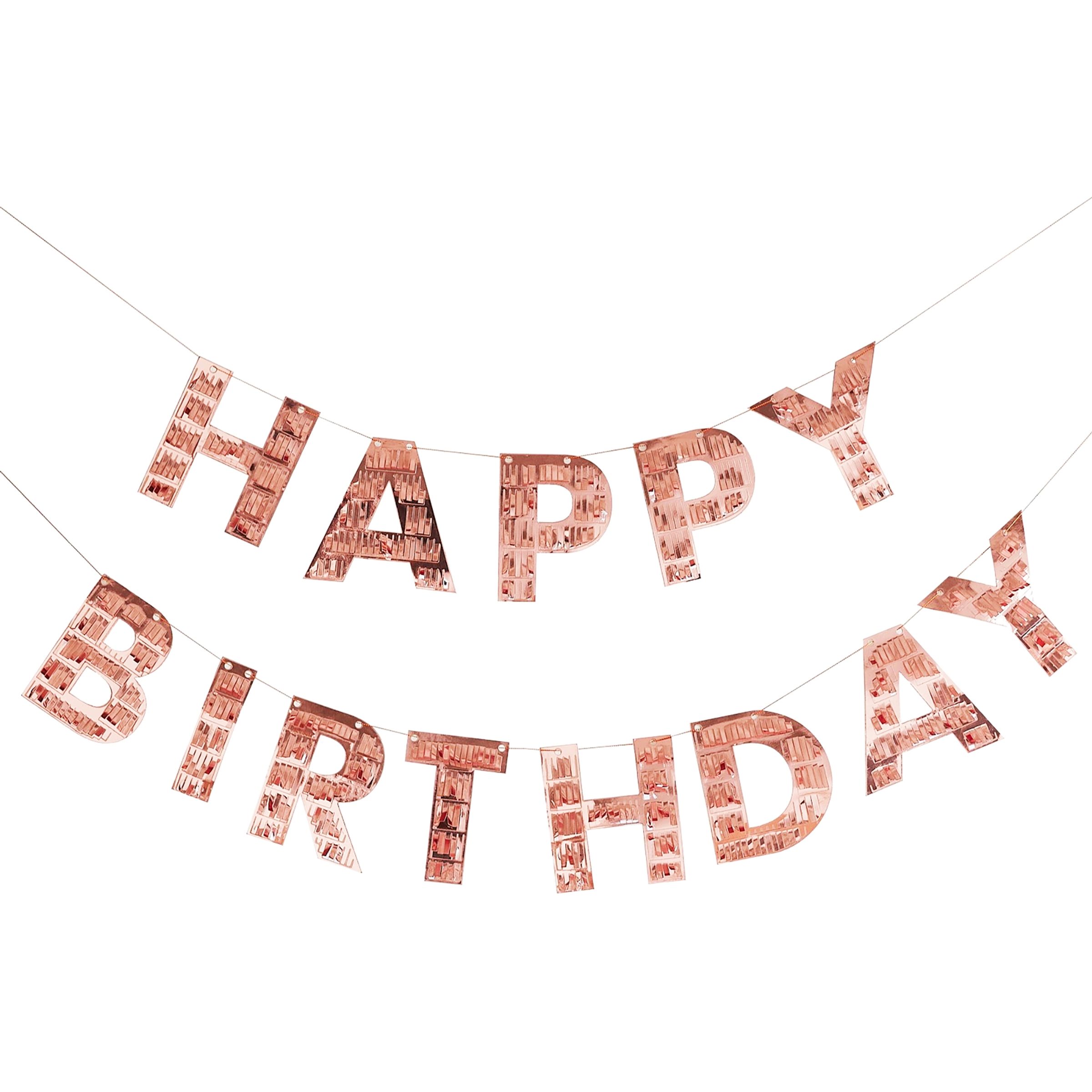 Guirlande Happy Birthday Fringe Roséguld