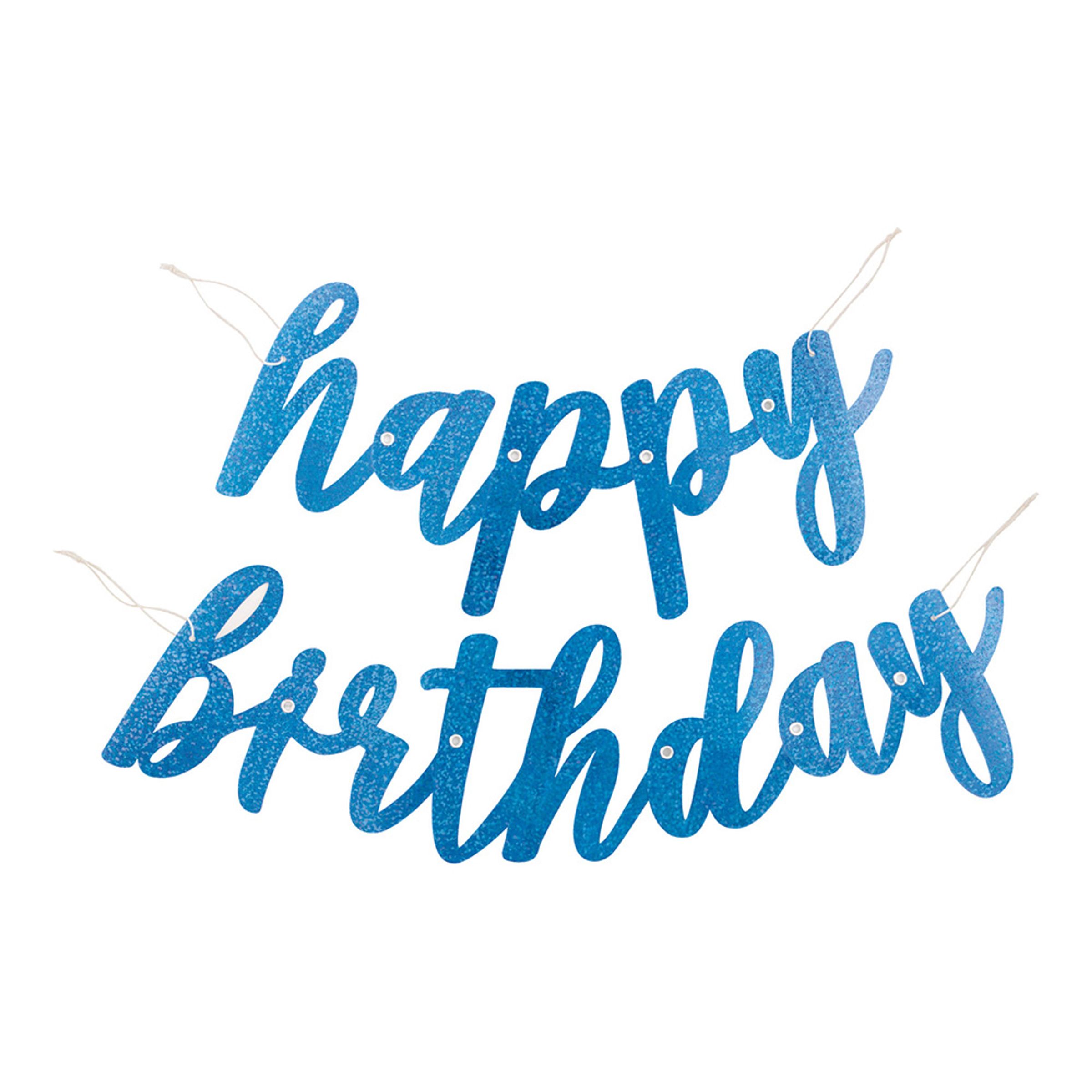 Guirlande Happy Birthday Blå Glitrende