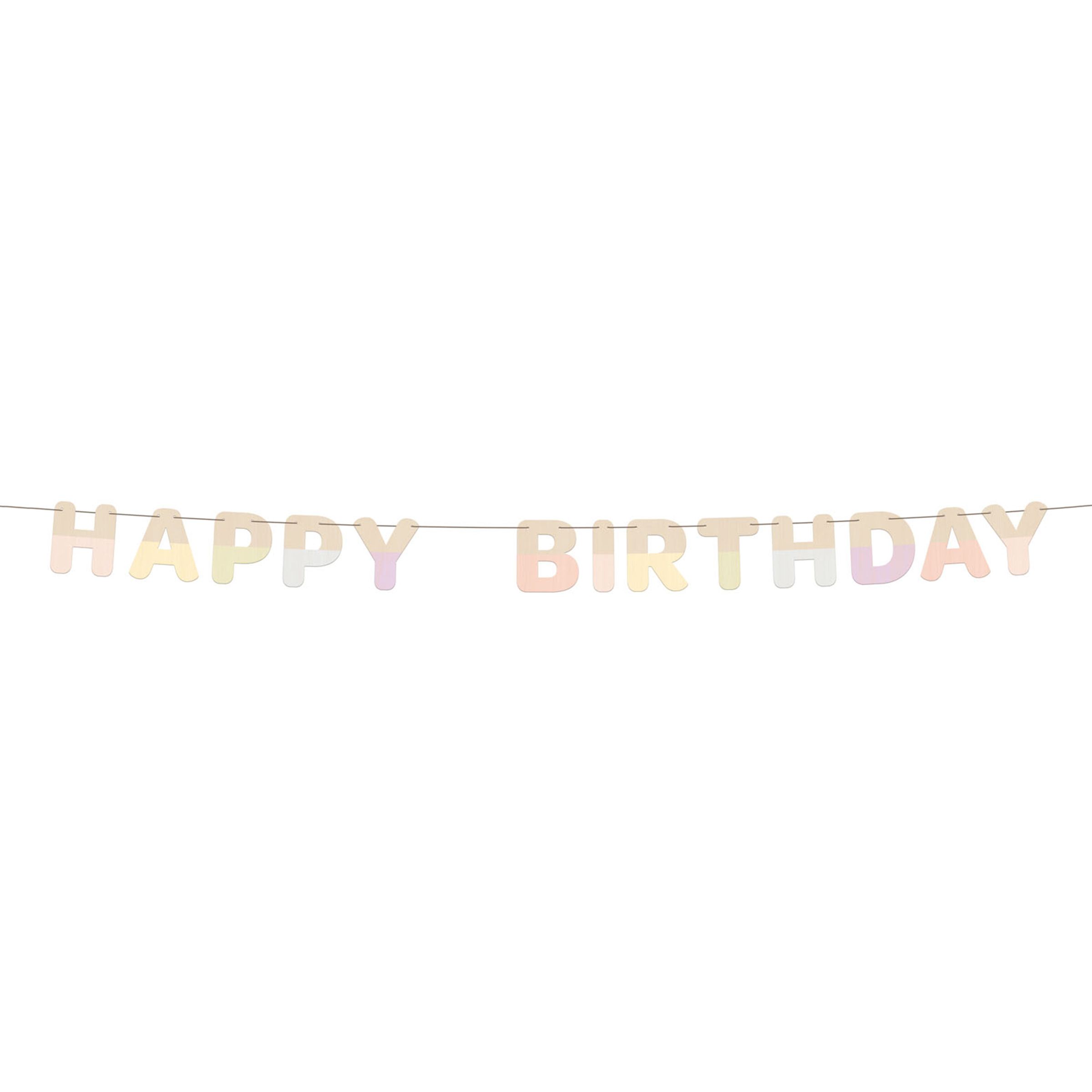 Guirlande Happy Birthday i Træ Dreamy Pastel