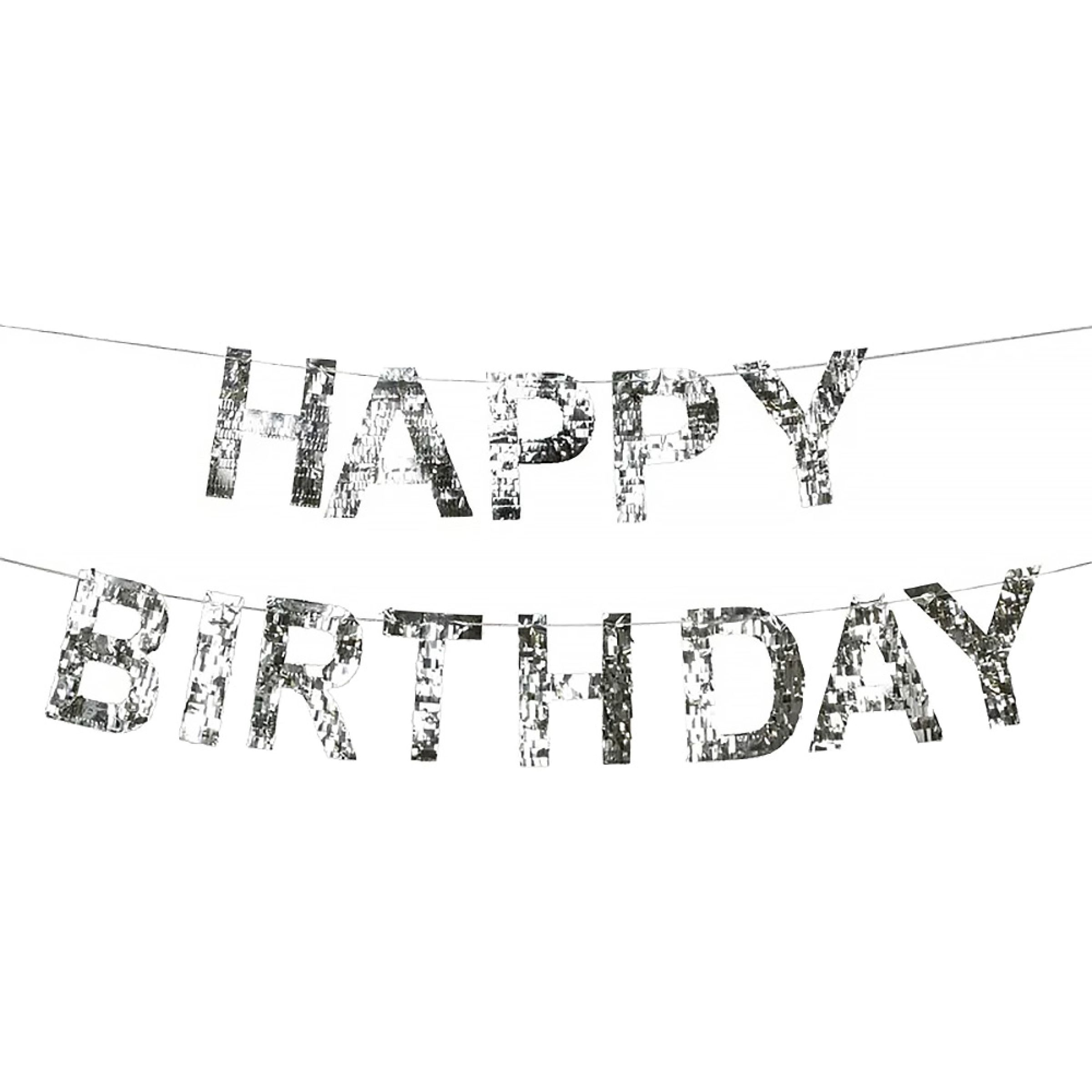 Guirlande Happy Birthday Silver Fringe