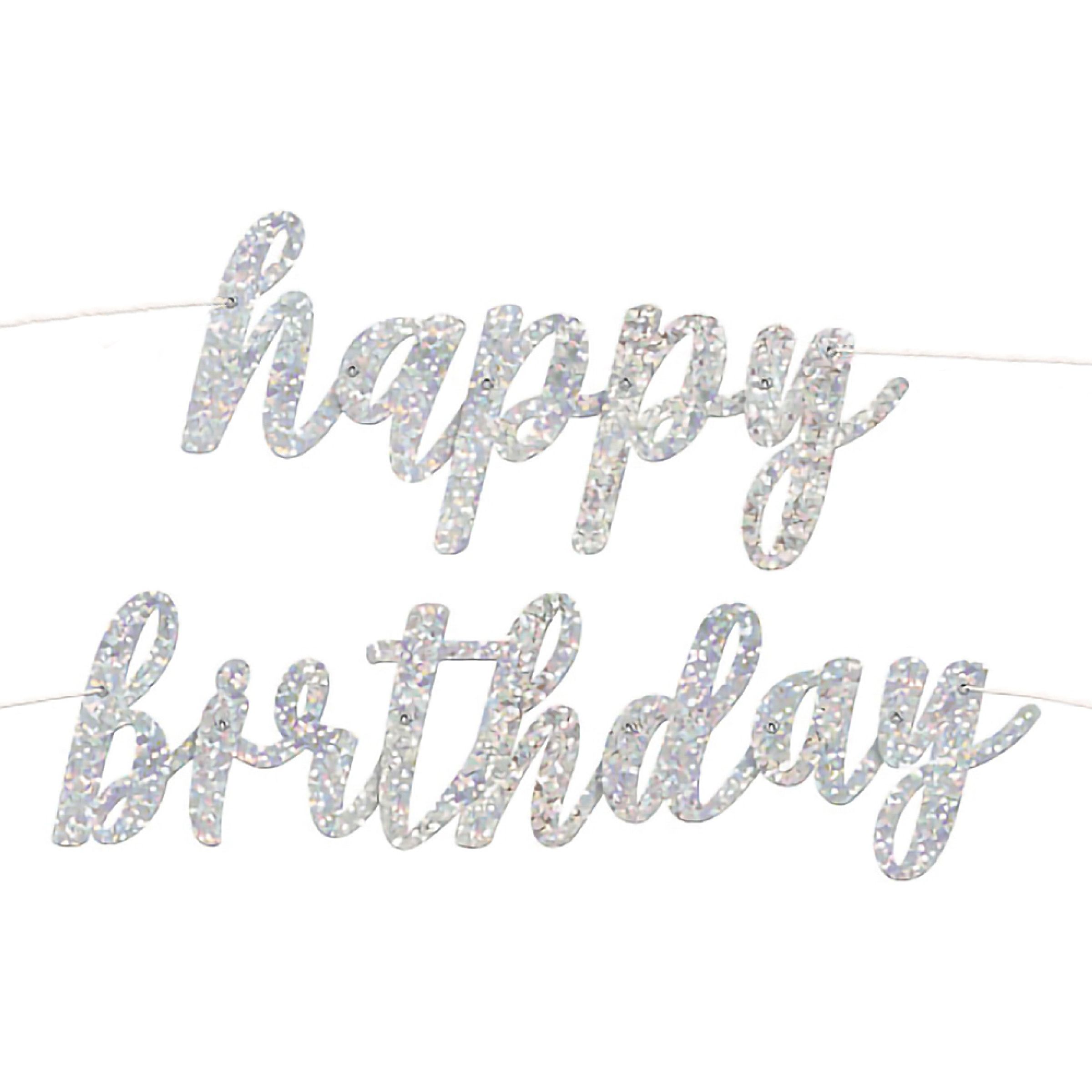 Guirlande Happy Birthday Sølvskinnende