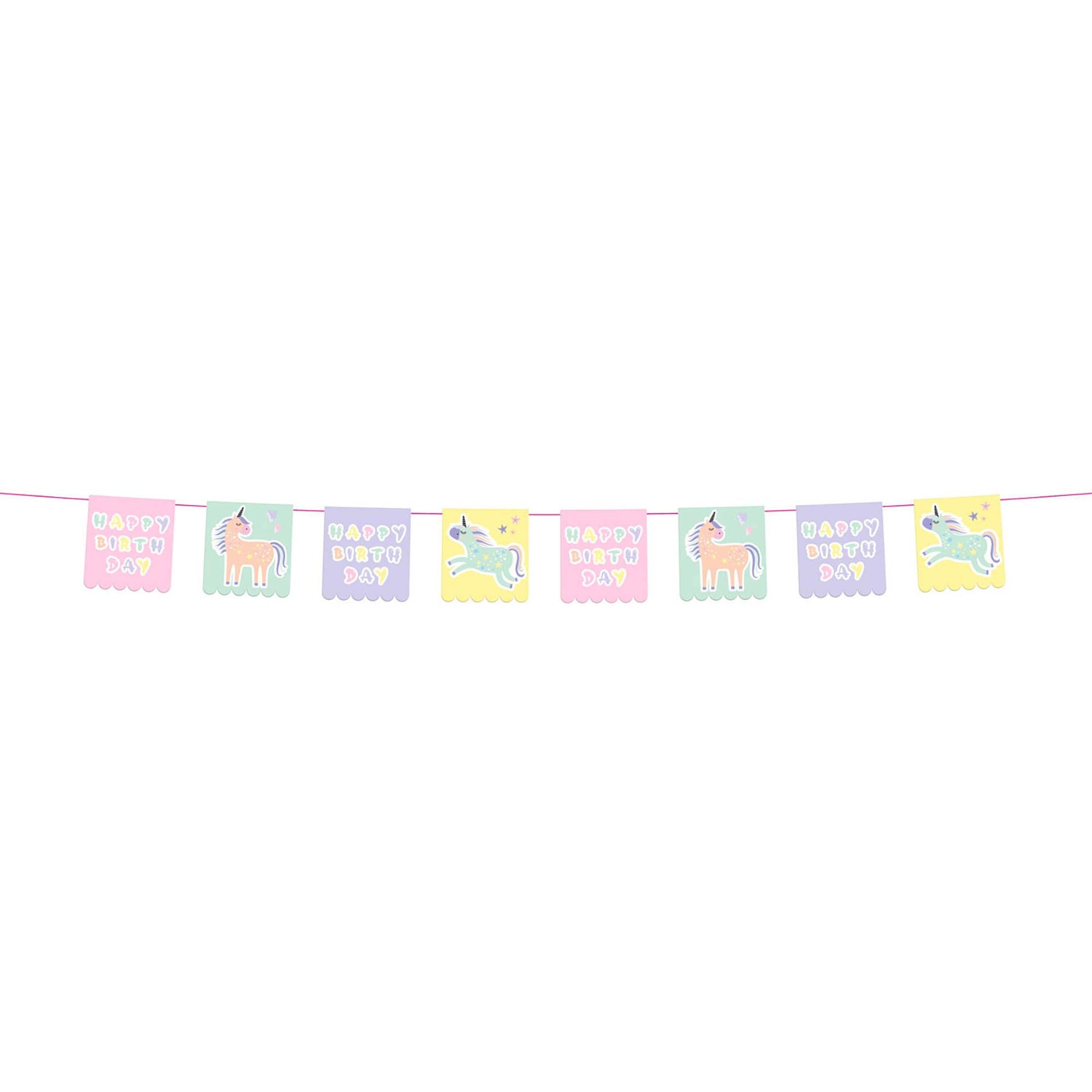 Girlang Happy Birthday Unicorns & Rainbows | Hem - Festartiklar - Festdekoration - Girlanger | Party Outlet