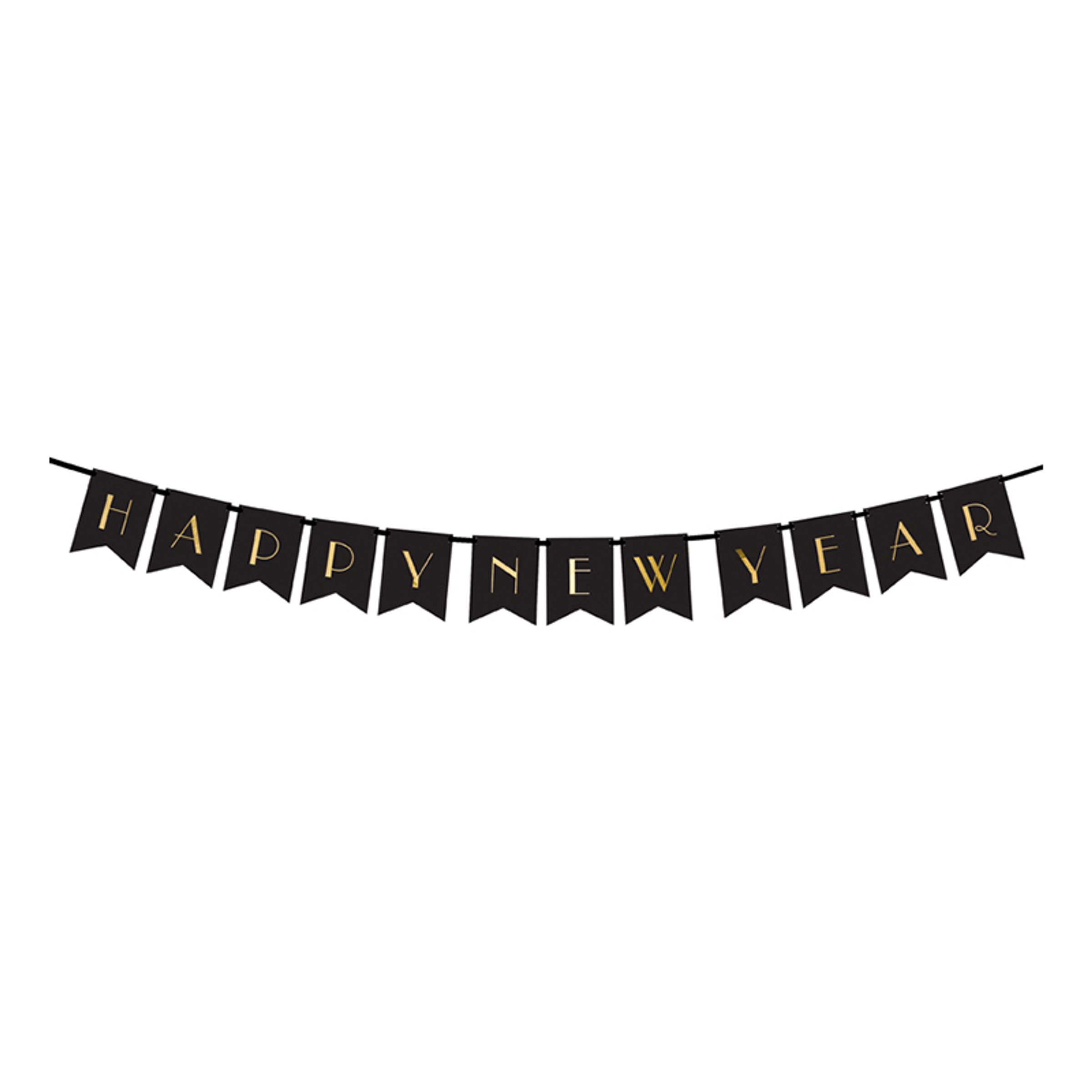 Girlang Happy New Year DIY Svart/Guld | Hem - Festartiklar - Festdekoration - Girlanger | Pryloteket