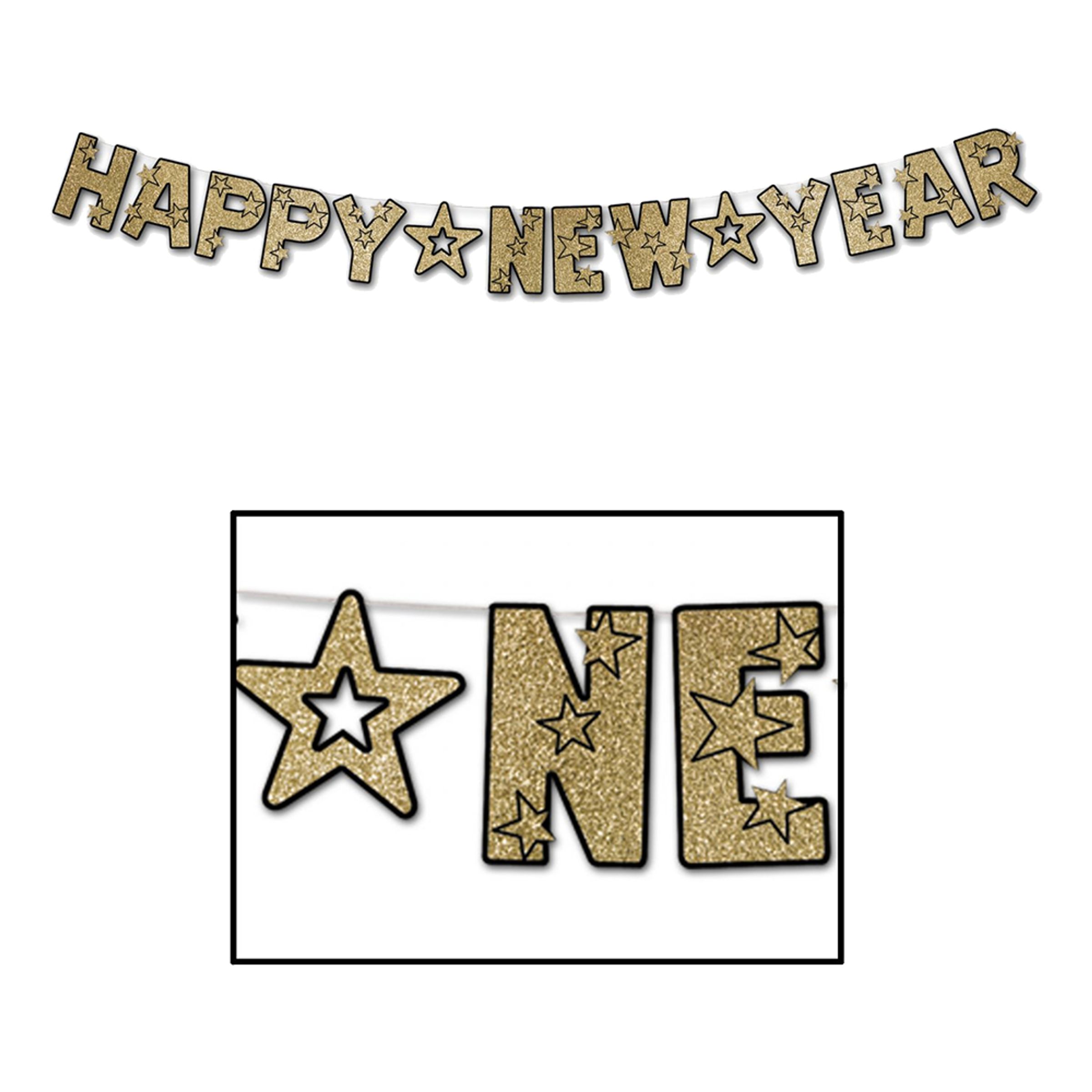 Guirlande Happy New Year Guld/Glitter