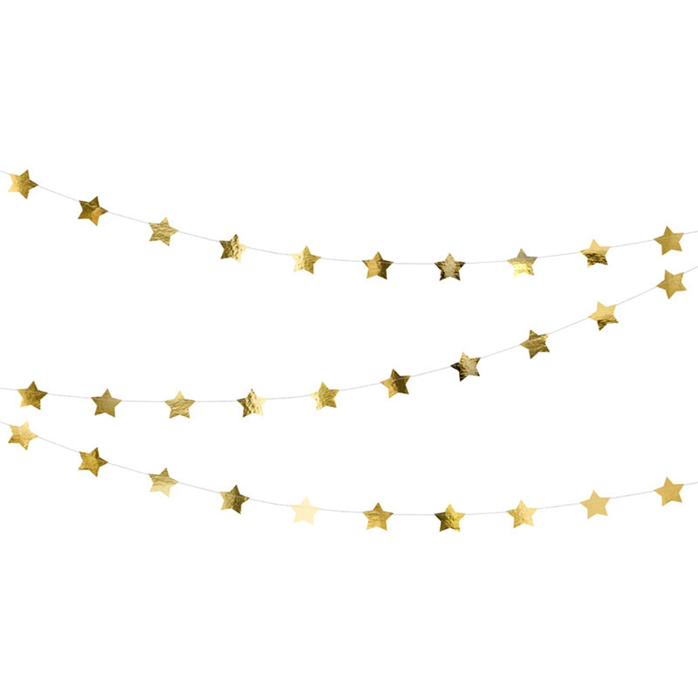 Girlang Stjärnor Guld Metallic | Hem - Festartiklar - Festdekoration - Girlanger | Pryloteket