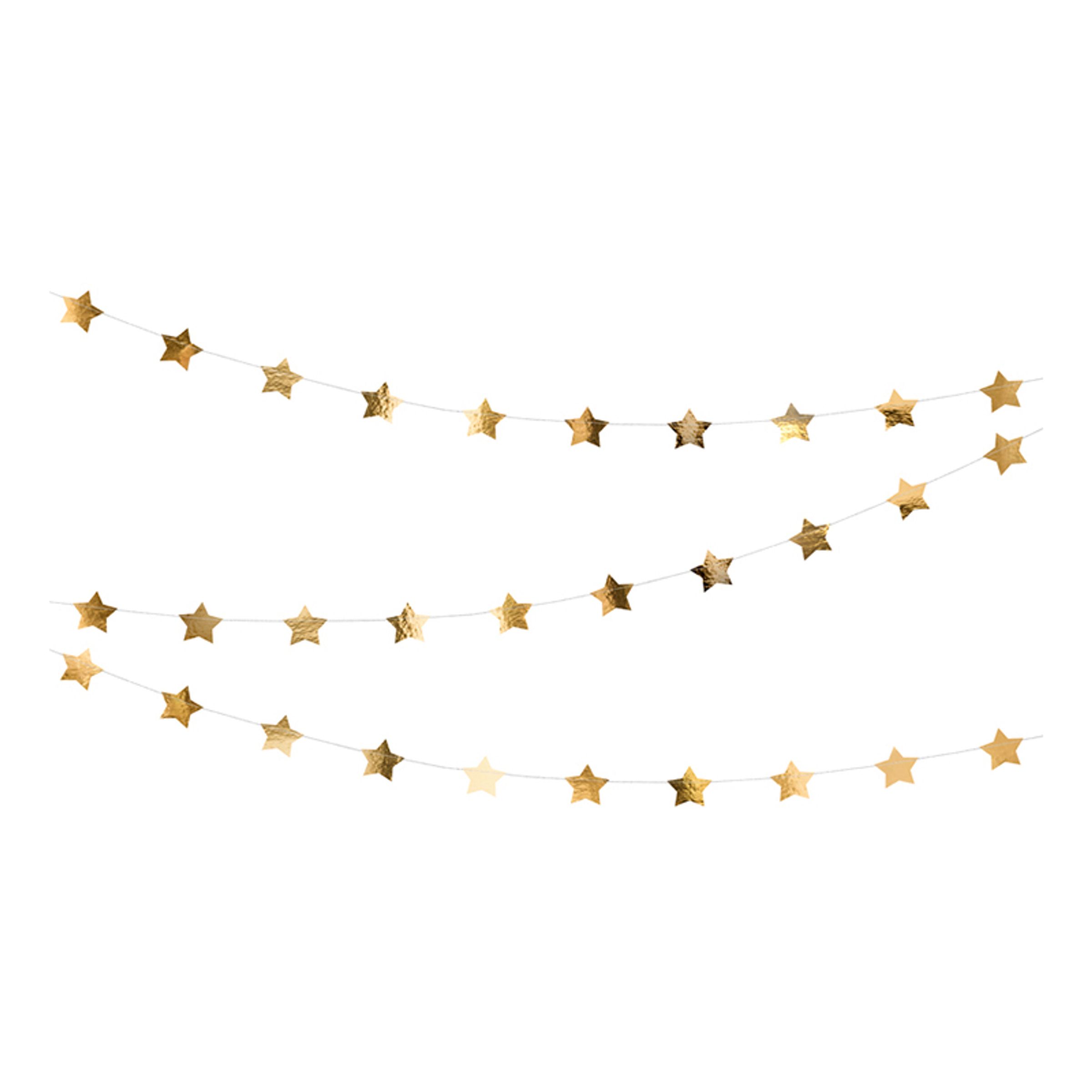 Guirlande Stjerner Guld Metallic