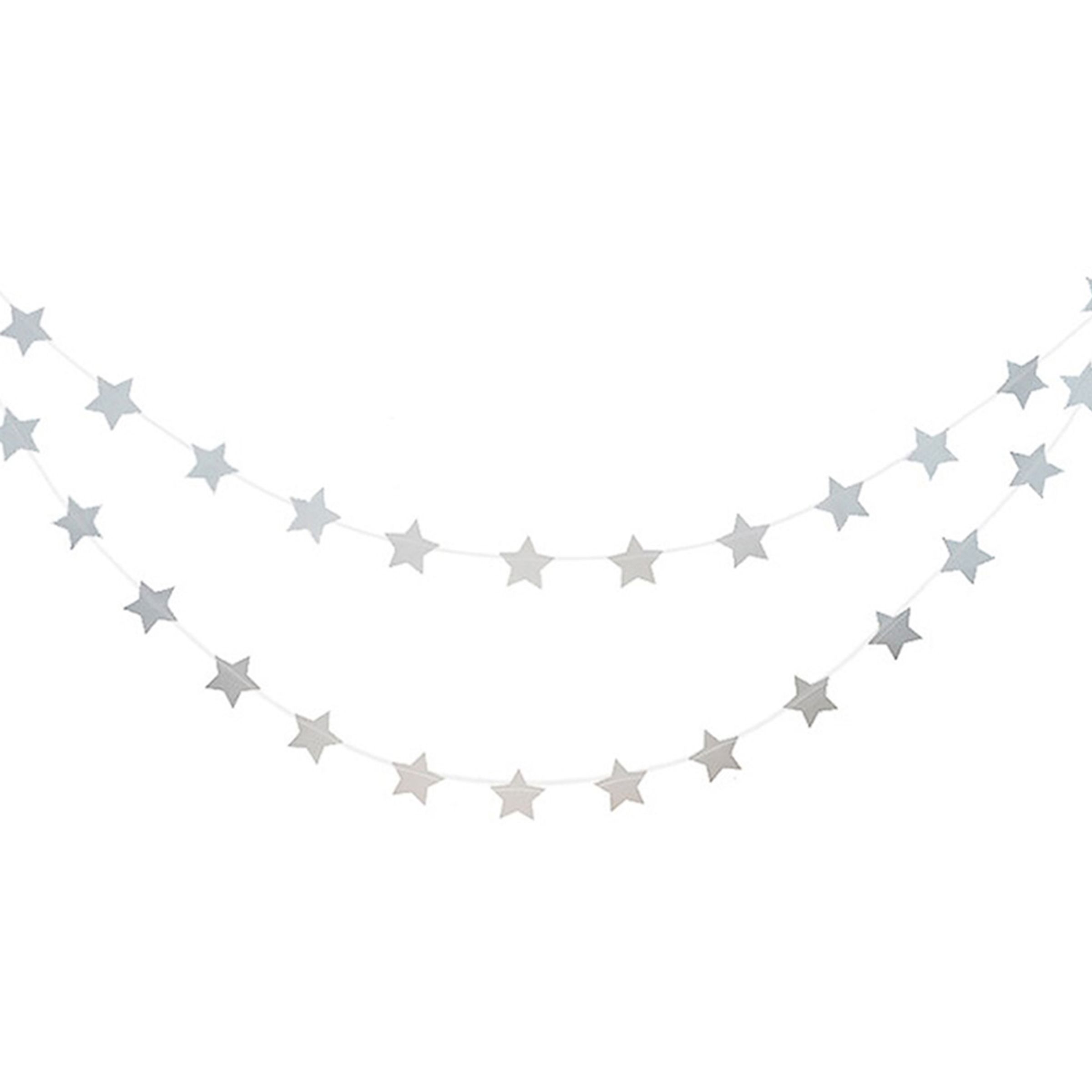 Girlang Stjärnor Silver | Hem - Festartiklar - Festdekoration - Girlanger | Pryloteket