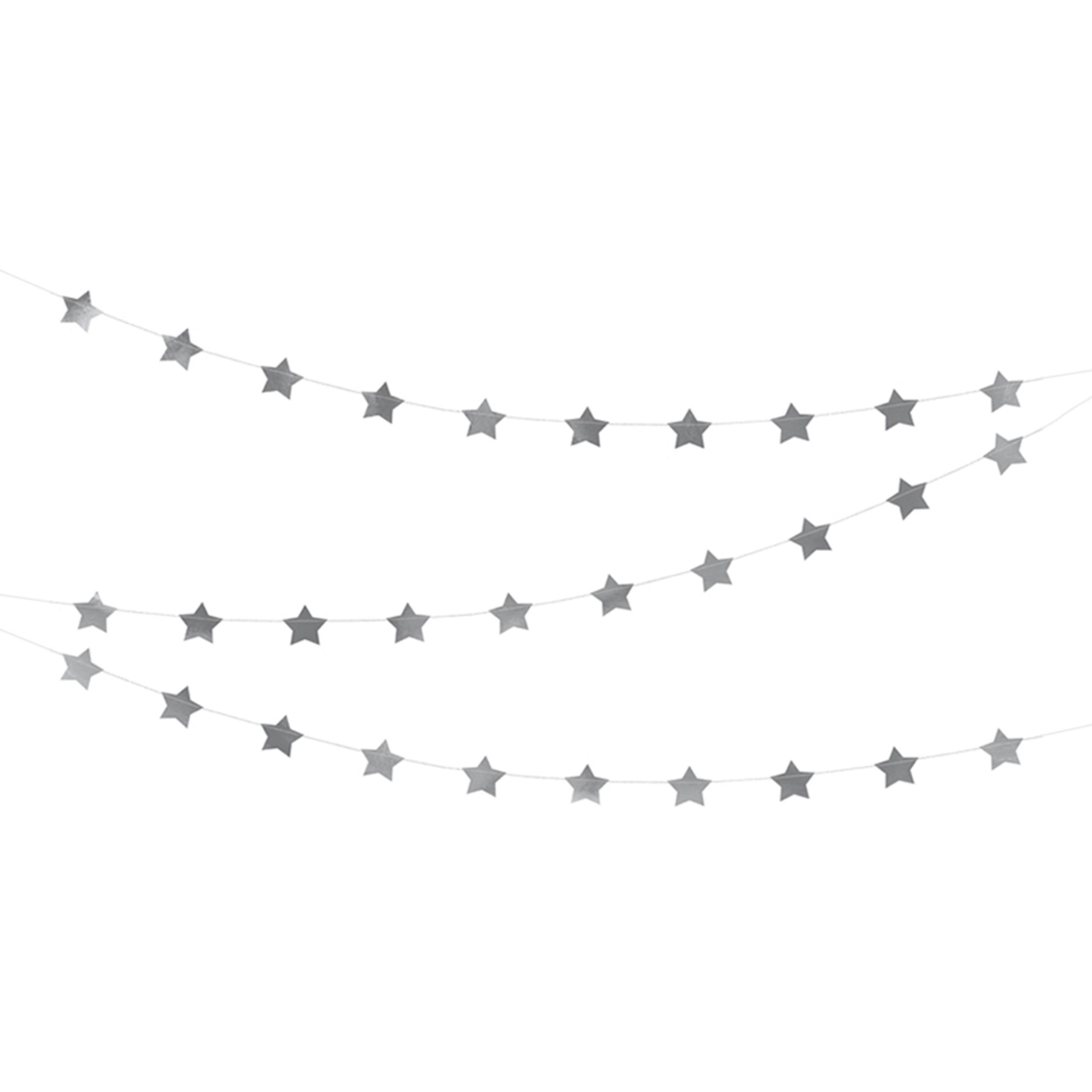 Girlang Stjärnor Silver Metallic | Hem - Festartiklar - Festdekoration - Girlanger | Pryloteket