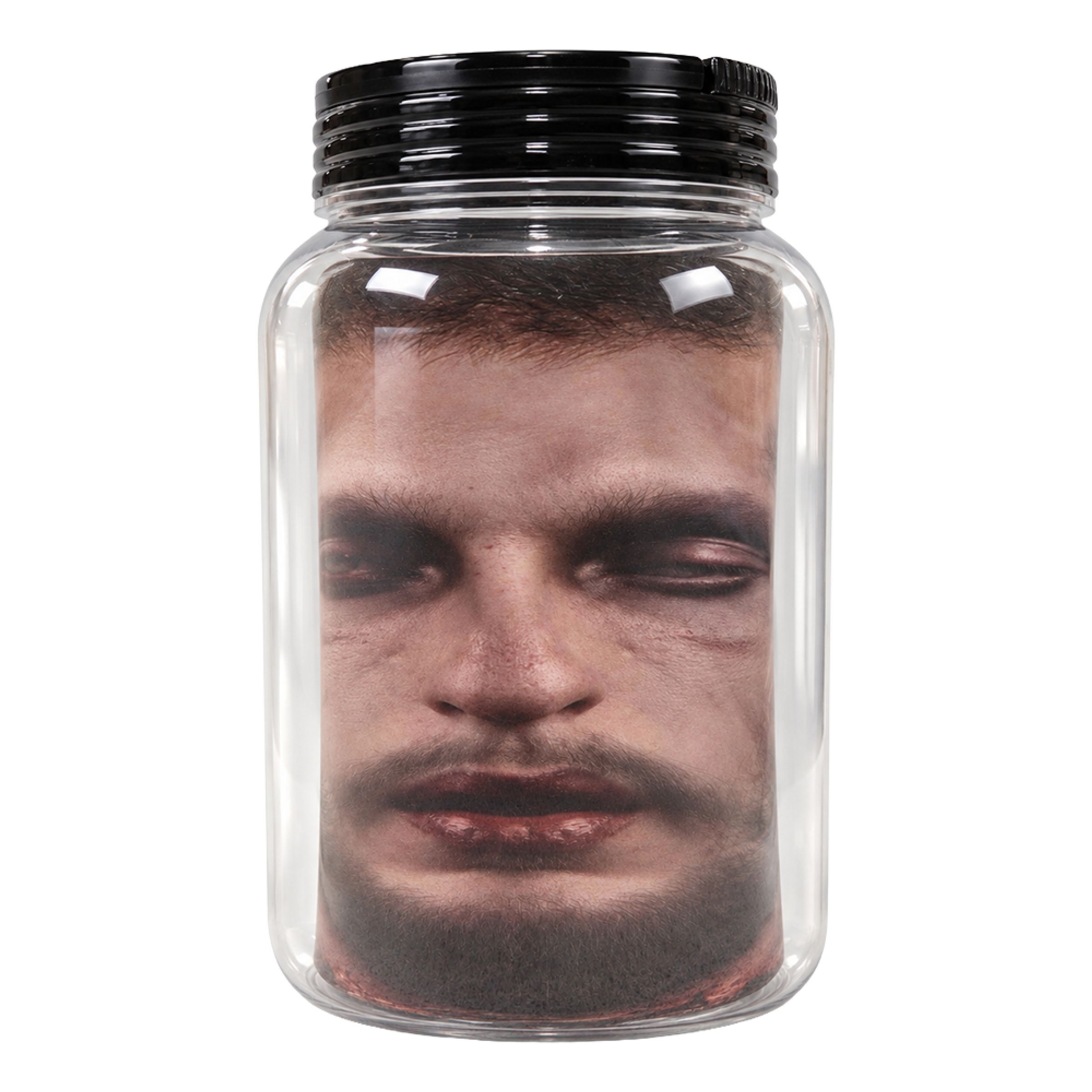 Glasbeholder med Hoved