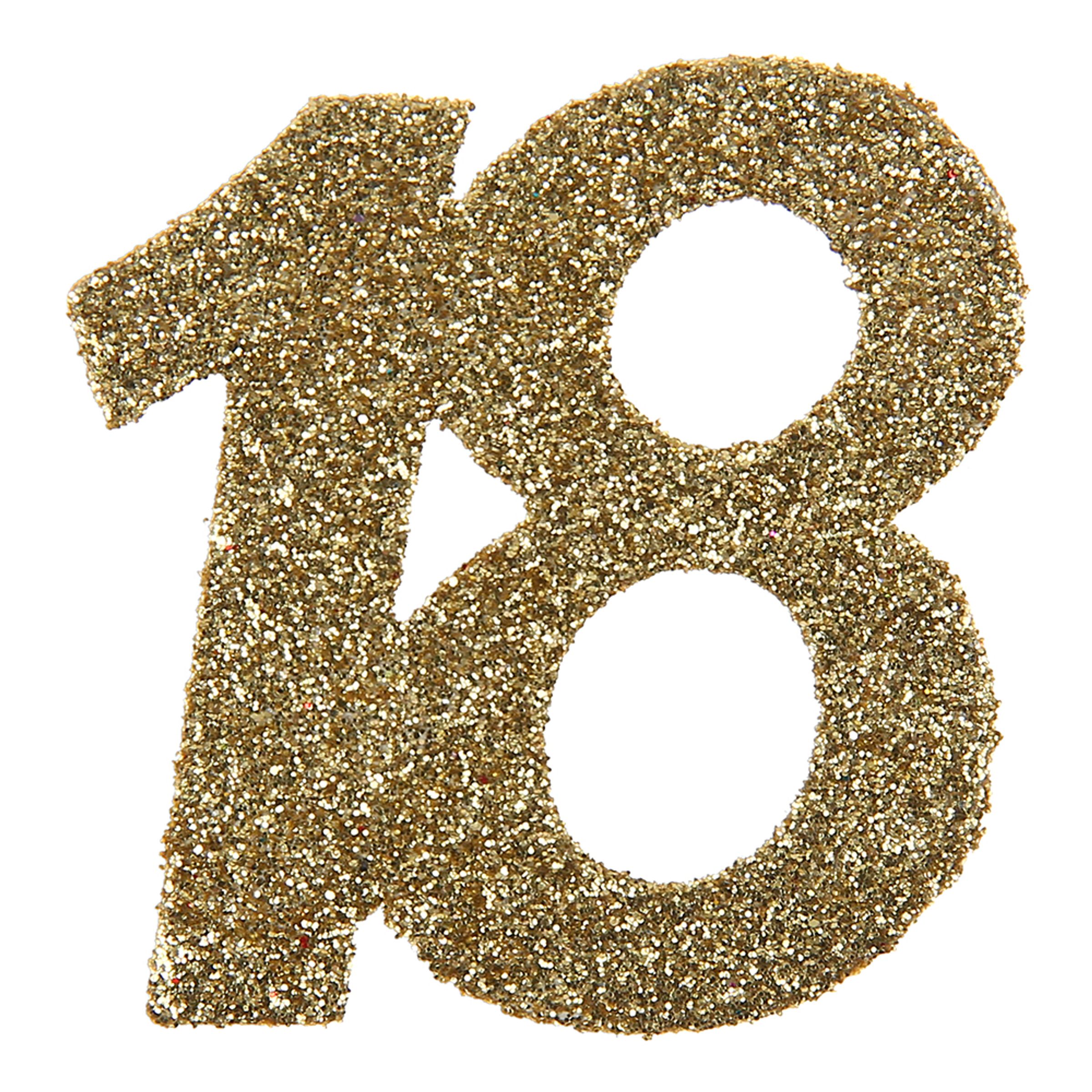 Glasdekoration 18 Guld/Glitter - 6-stk