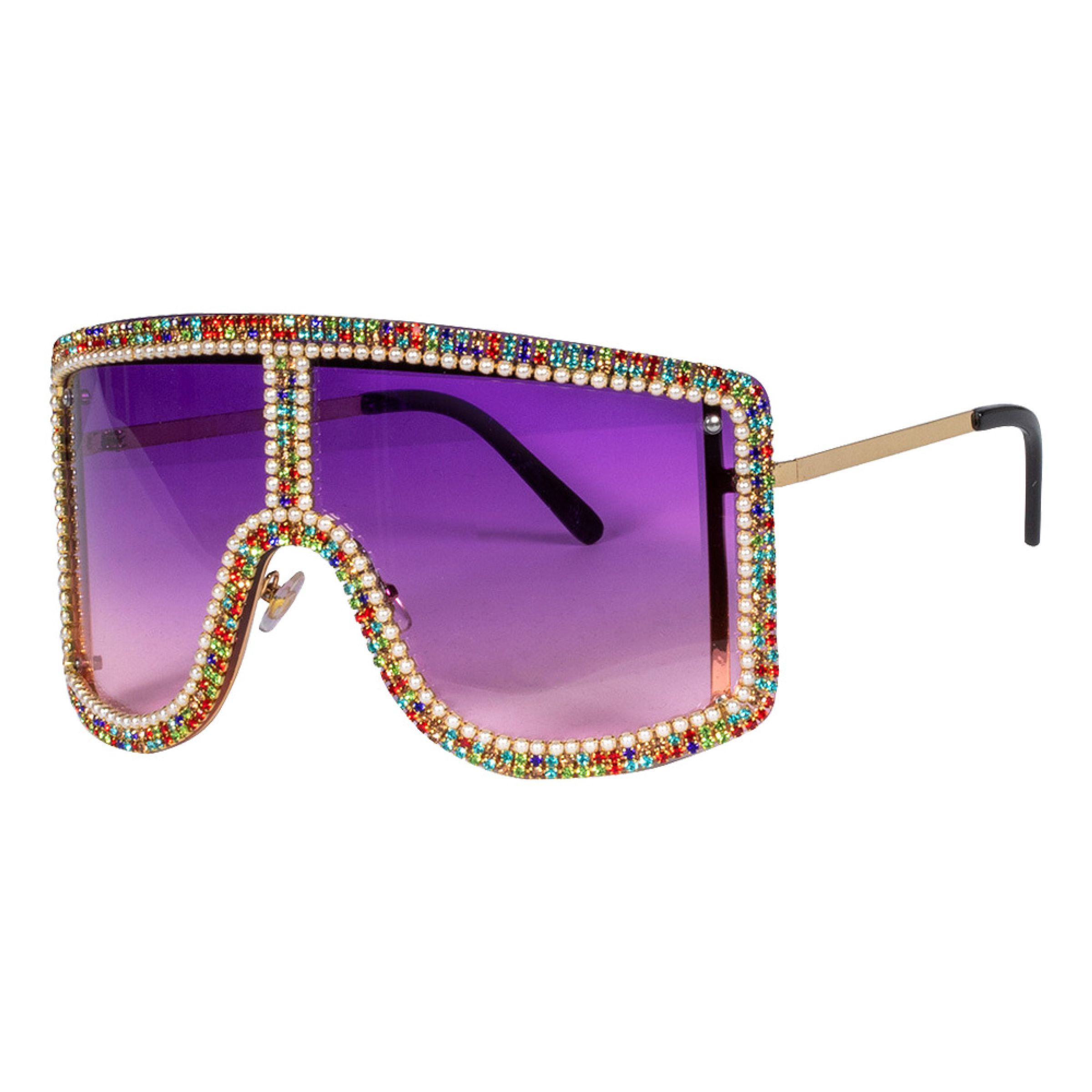 Glasögon Diva med Strass Lila/Multi - One size | Hem - Maskerad - Tillbehör - Maskeradaccessoarer | Pryloteket