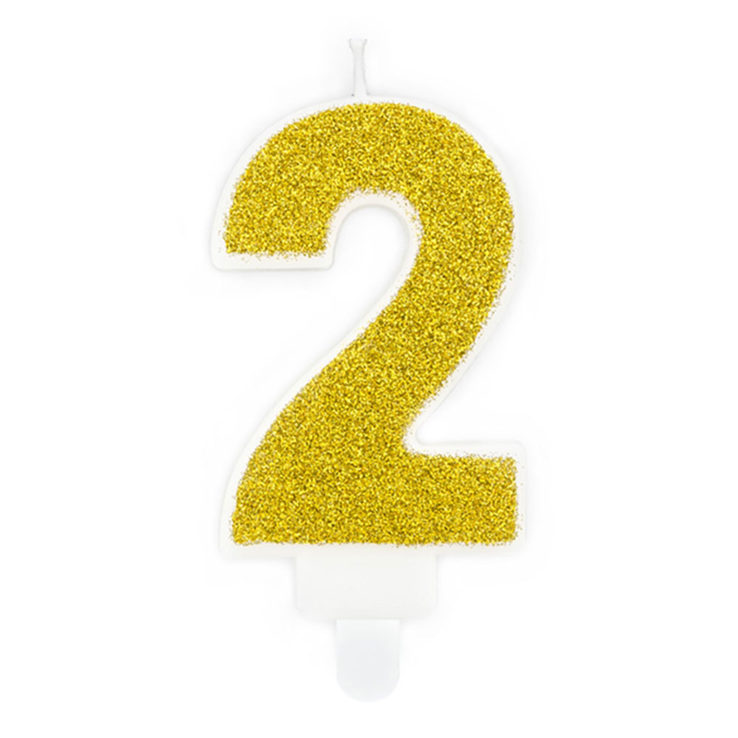 Party deco stearinlys bogstav/nummer med glitter - 2 - 1 stk. universel