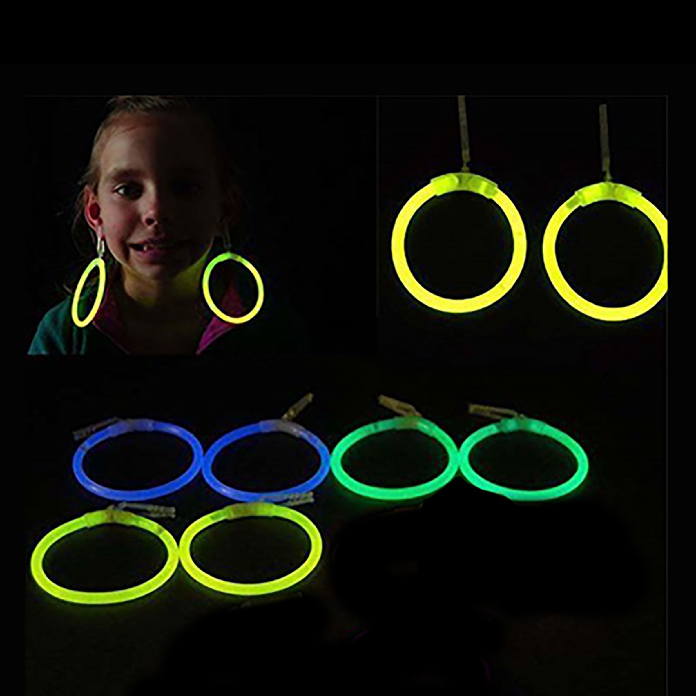 Glow Earrings - Gul | Hem - Festartiklar - Festdekoration - Glowsticks | Pryloteket