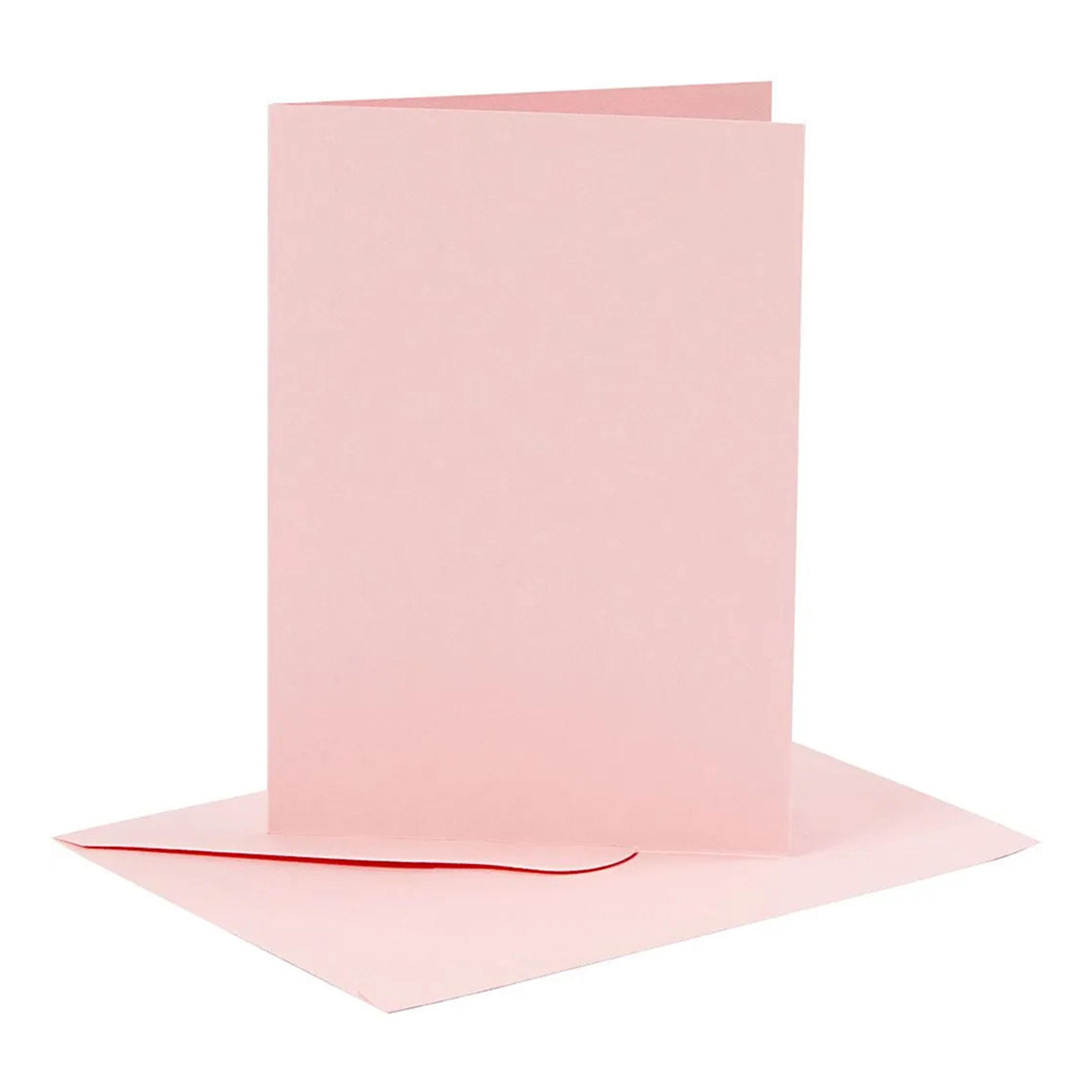 Kort Og Kuverter - 10,5x15 Cm - 11,5x16,5 Cm - Rosa - 6 Sæt