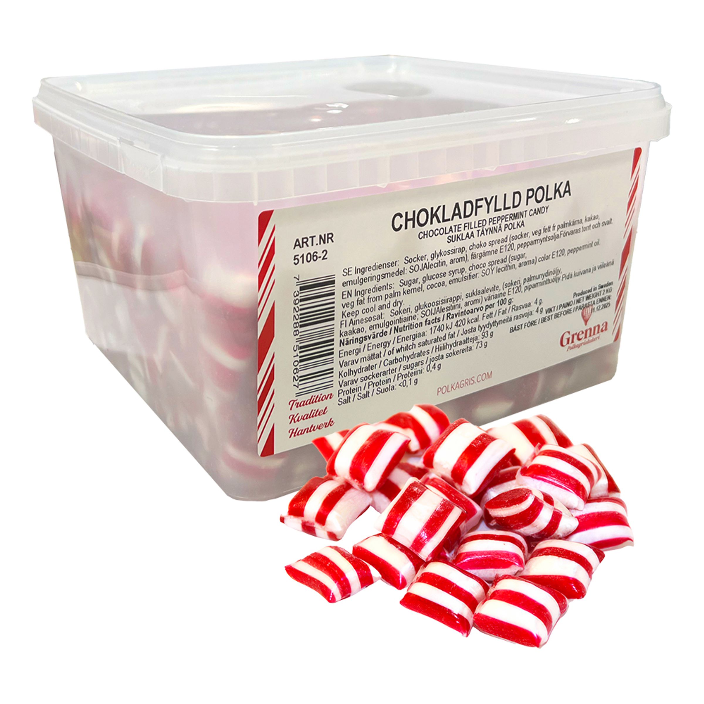 Grenna Chokladfyllda Polkakarameller Storpack - 2 kg | Hem - Godis & Läsk - Godis - Choklad | Maskeradspecialisten