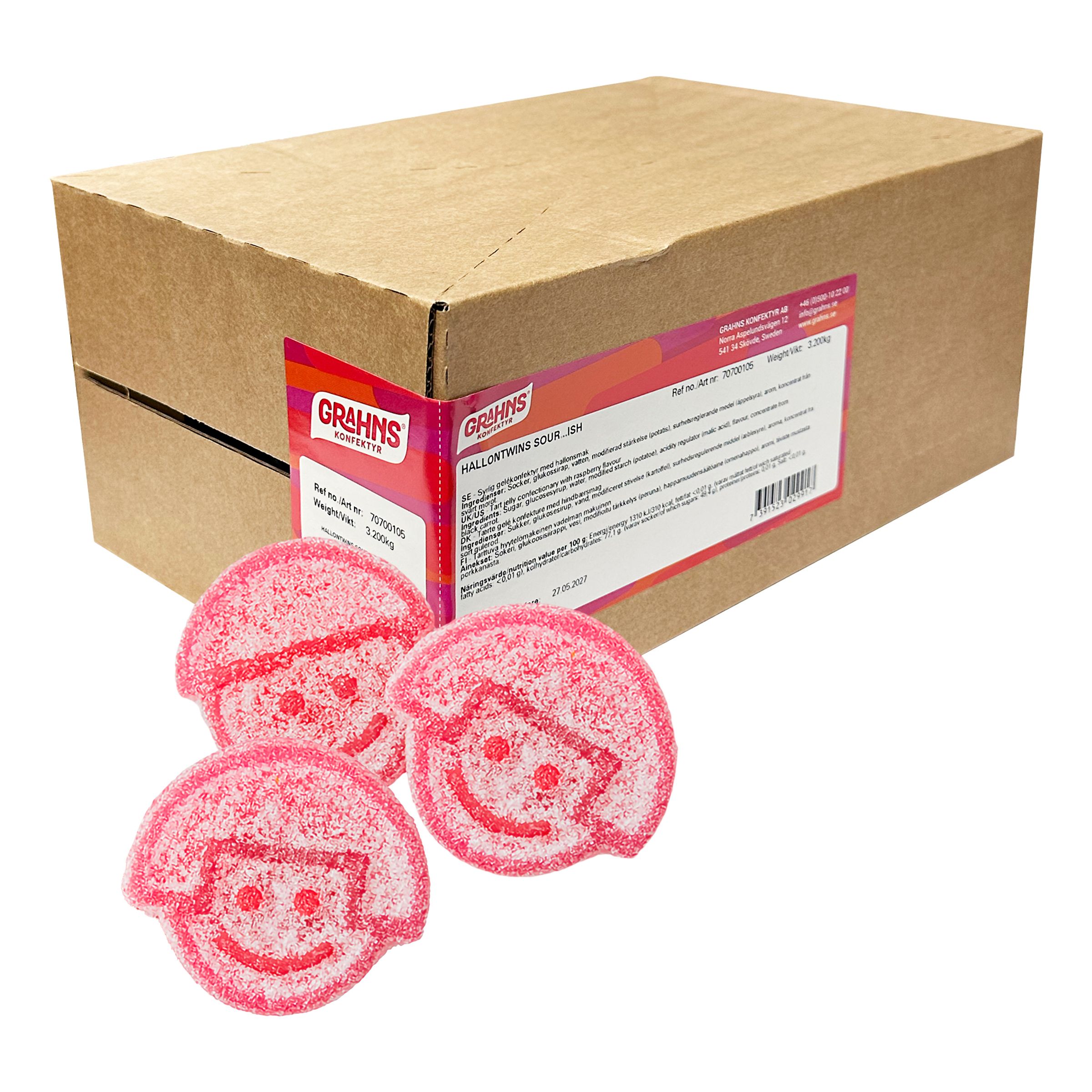 Grahns Hallontwins Sour..Ish Storpack - 3,5 kg | Hem - Godis & Läsk - Godis - Surt Godis | Maskeradspecialisten