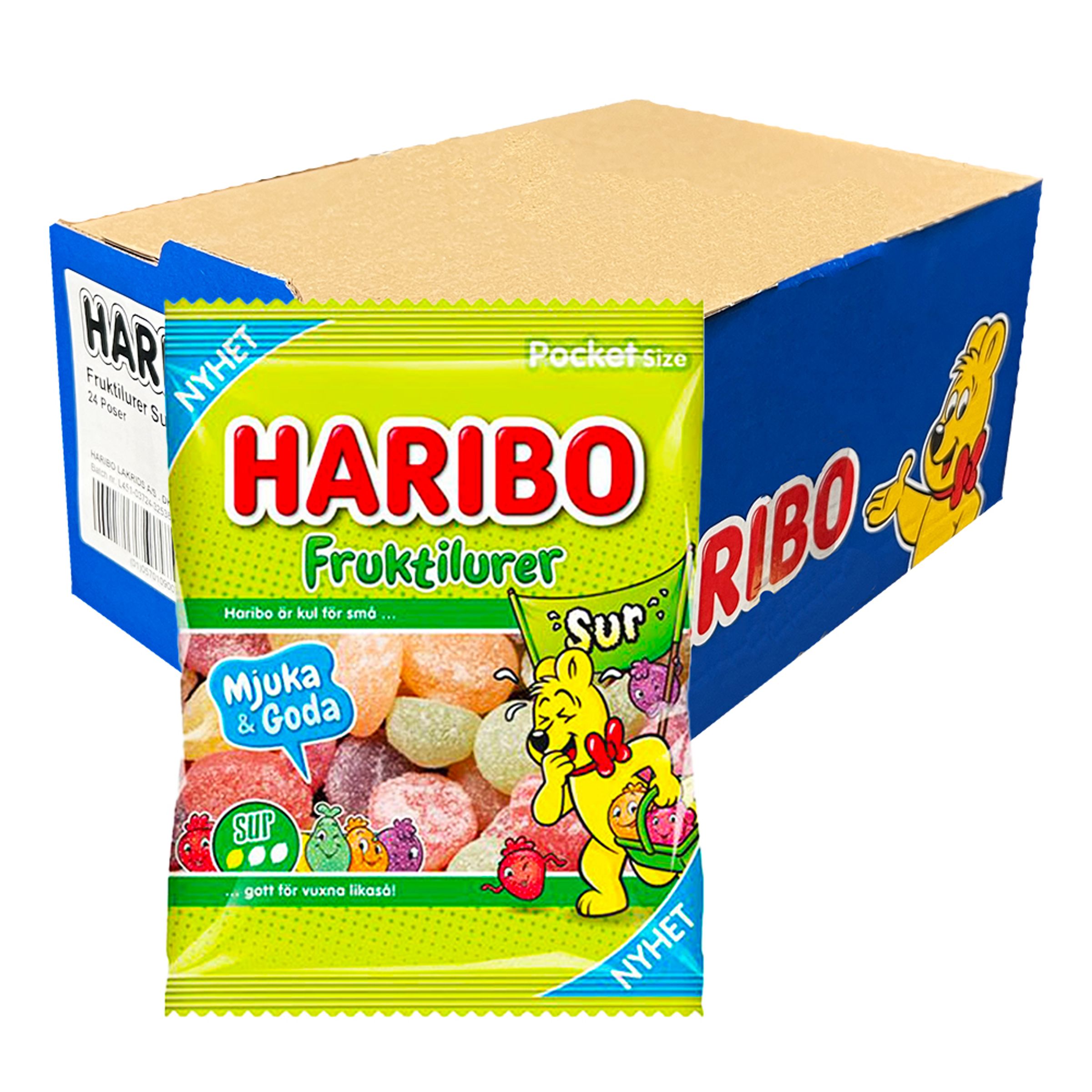 Haribo Fruktilurer Sur Storpack - 24 x 80 g | Hem - Godis & Läsk - Godis - Surt Godis | Maskeradspecialisten