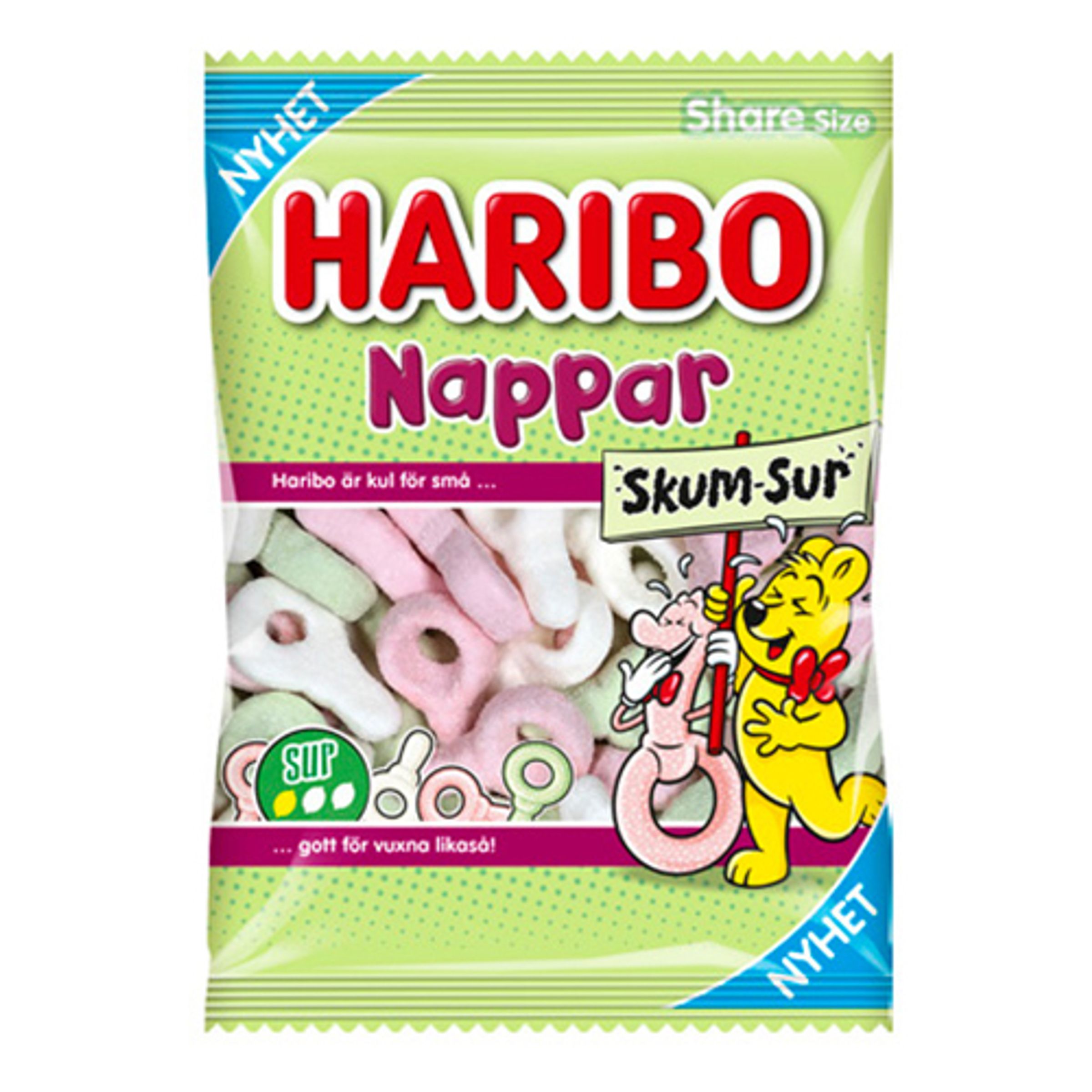 Haribo Nappar Skum Sur - 120 g | Hem - Godis & Läsk - Godis - Surt Godis | Maskeradspecialisten