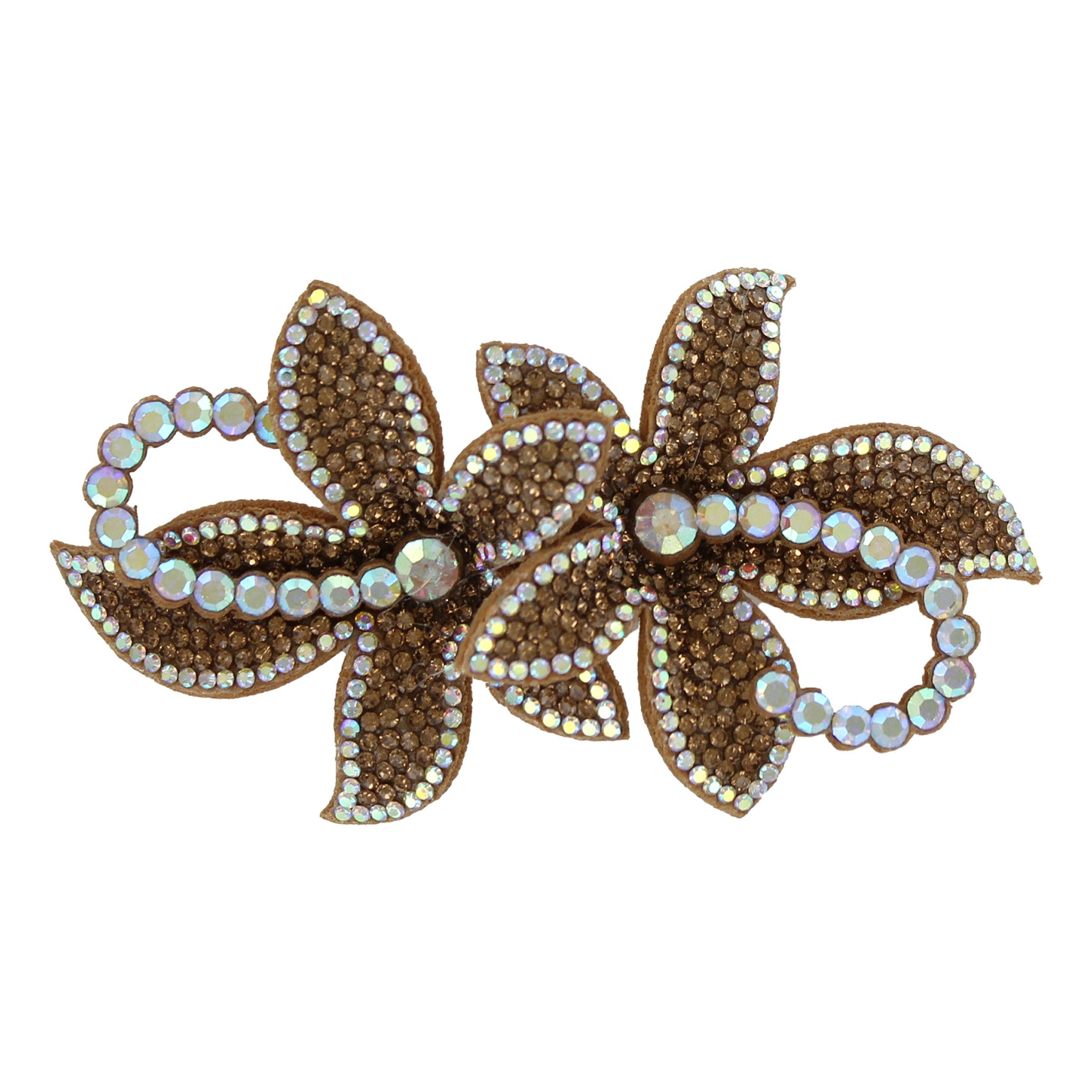 Hårspænde Blomster med Strass Guld Deluxe