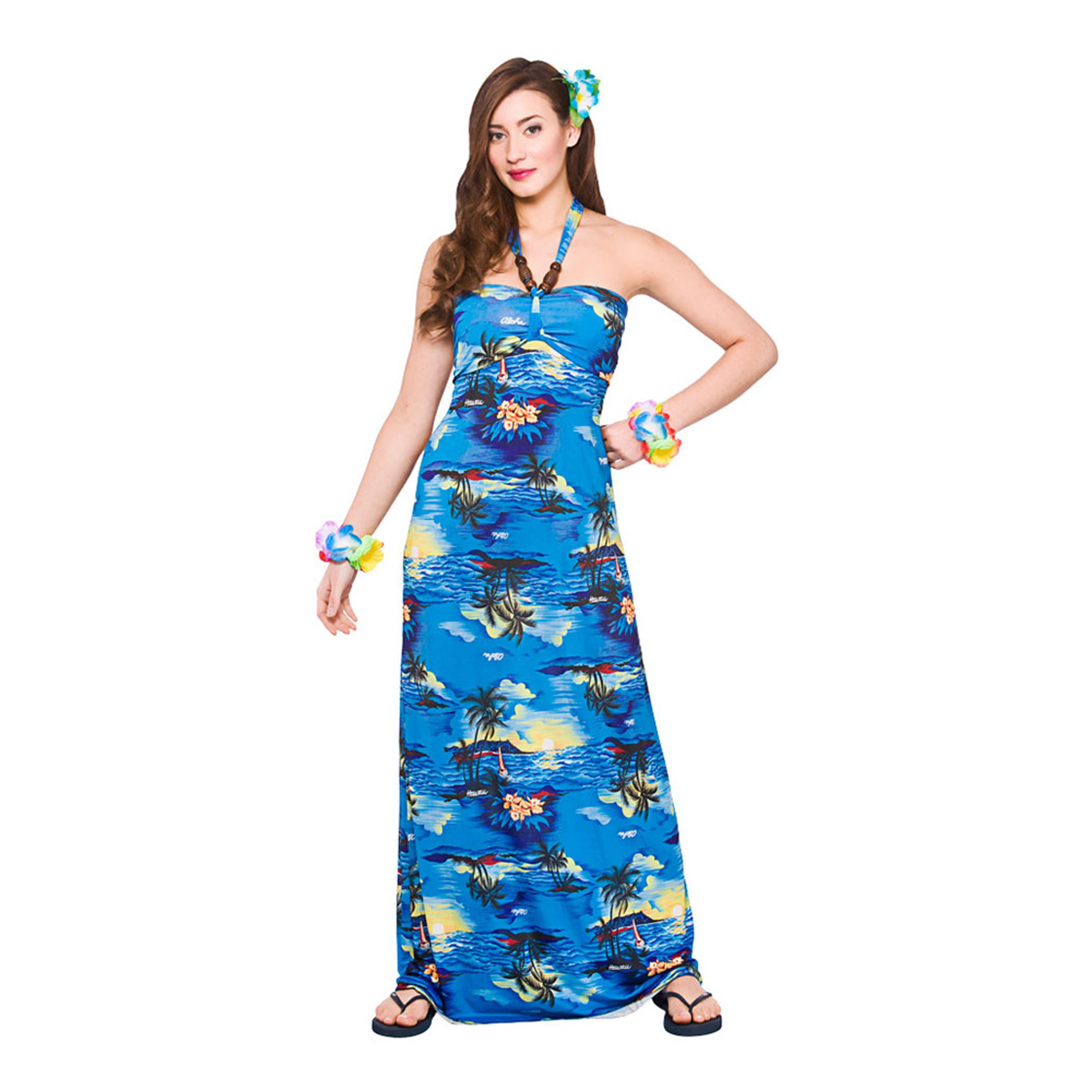 Hawaii Lang Kjole Kostume - Small