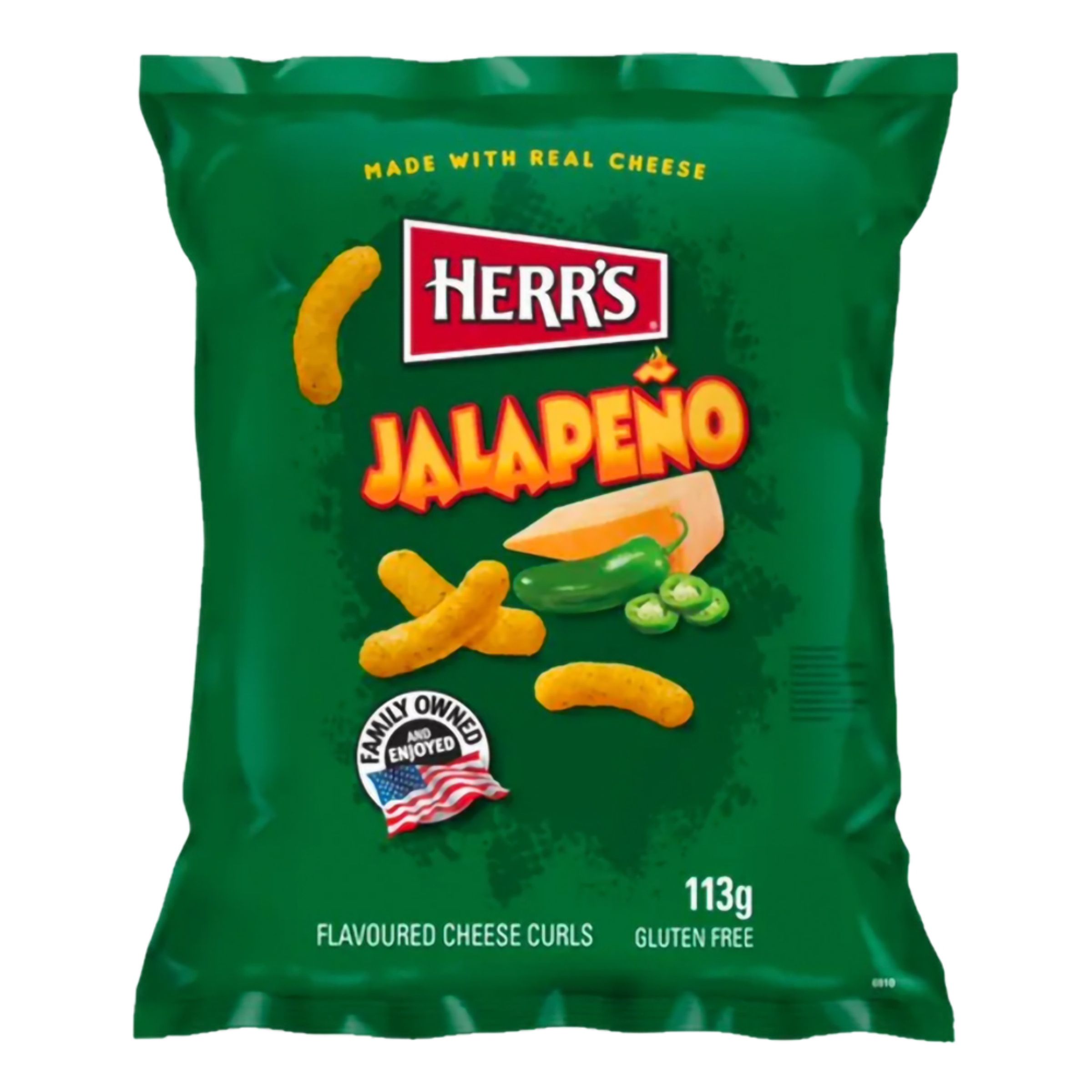 Herrs Jalapeno Cheese Curls - 113 g | Hem - Godis & Läsk - Godis - Amerikanskt Godis | Maskeradspecialisten