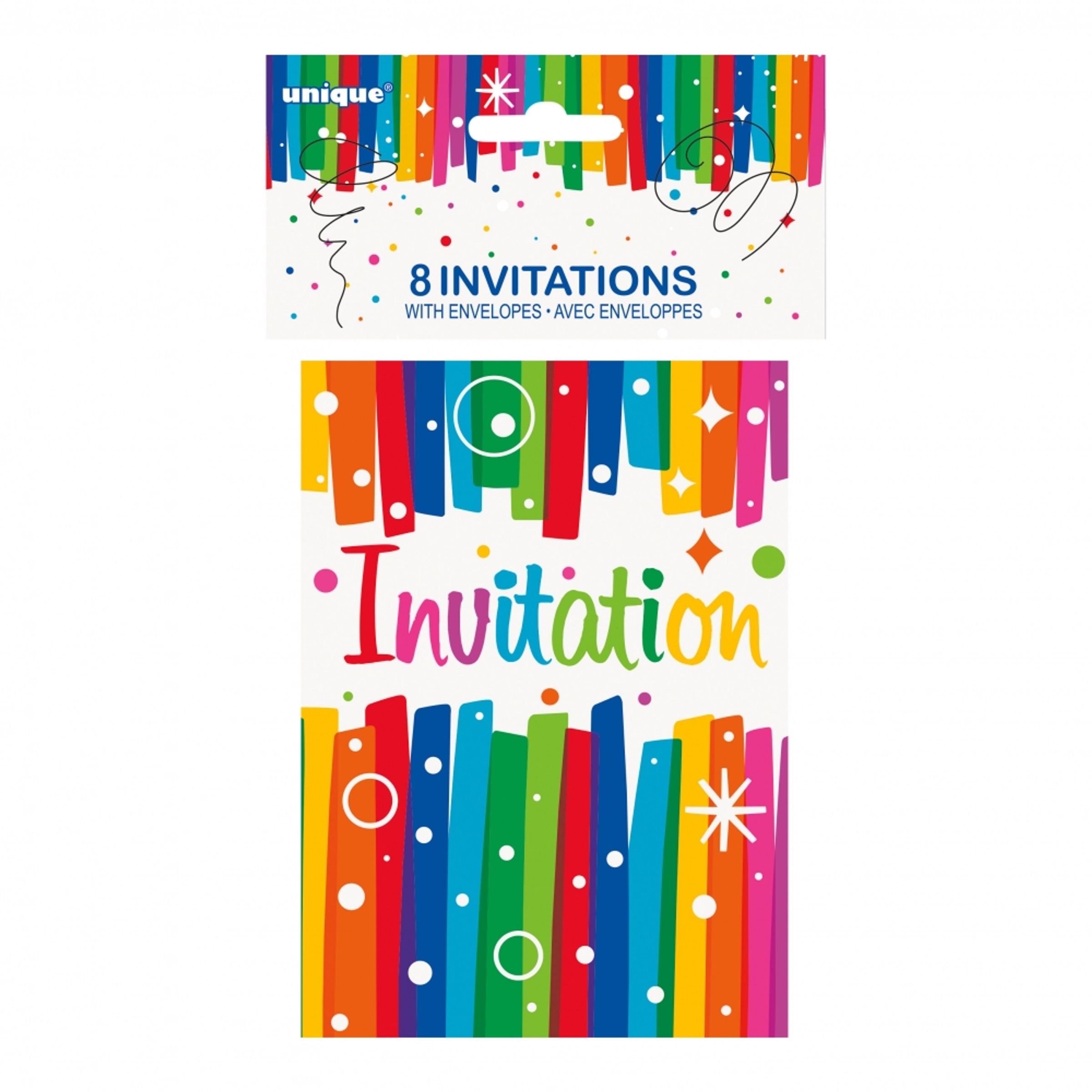Invitationer Happy Birthday Regnbue - 8-pak