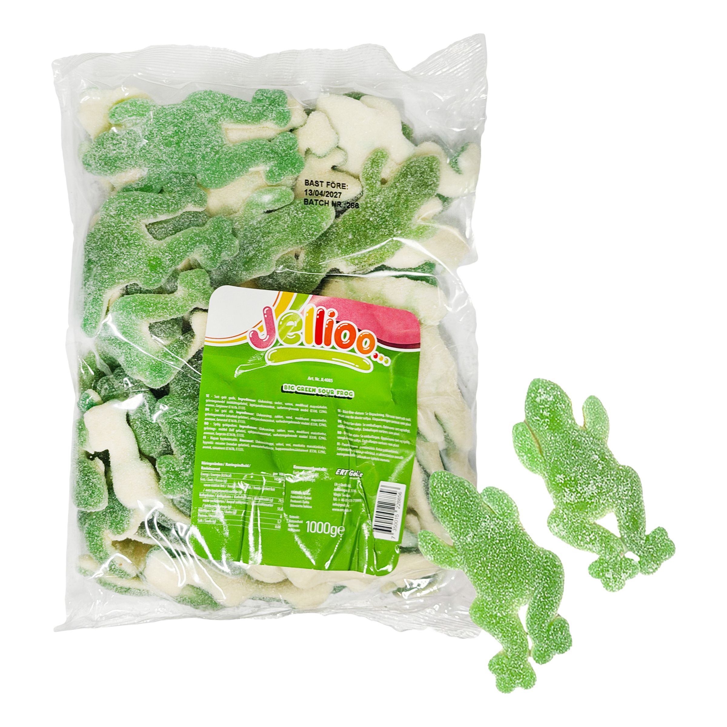 Jellioo Big Green Sour Frog Storpack - 1 kg | Hem - Godis & Läsk - Godis - Surt Godis | Maskeradspecialisten