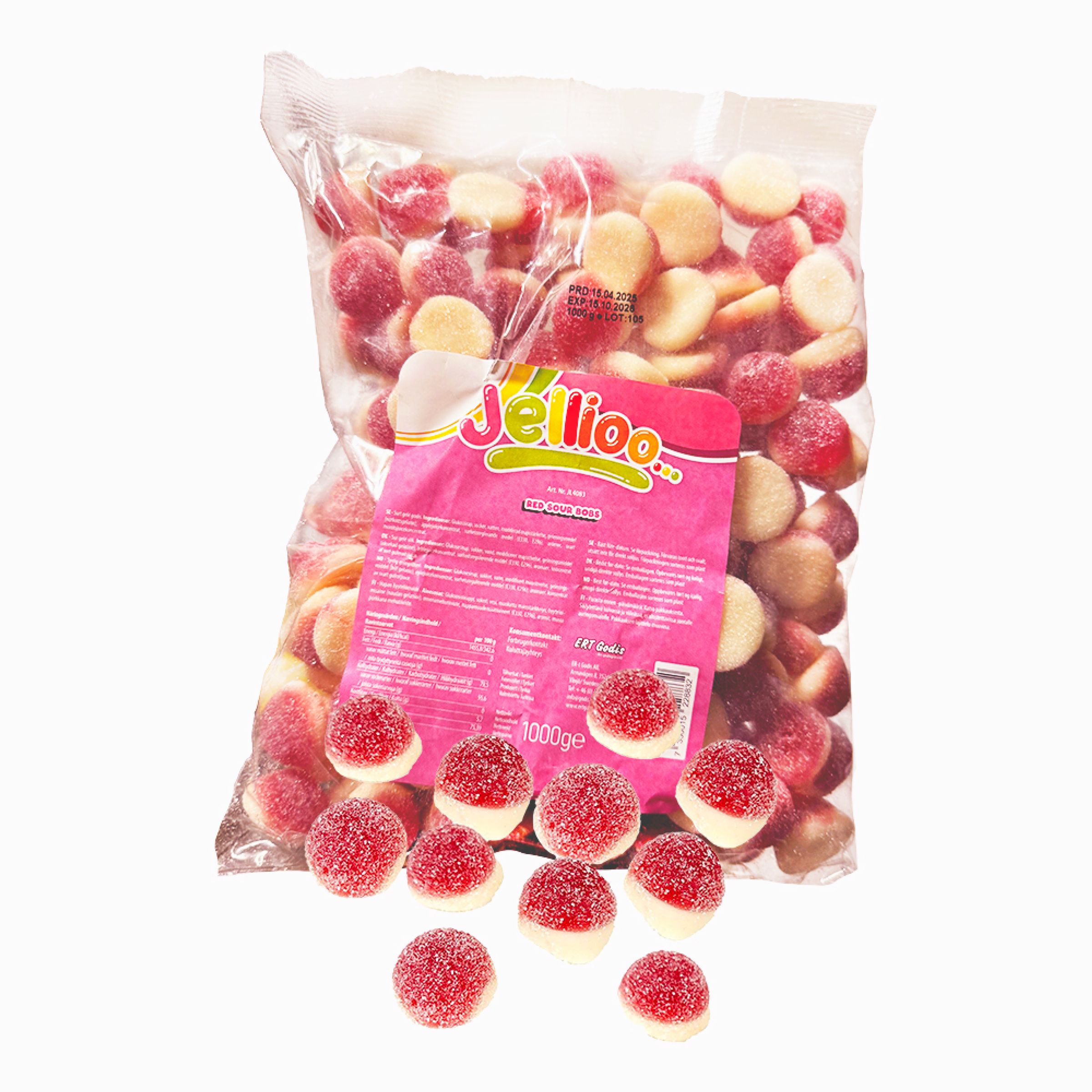 Jellioo Red Sour Bobs Økonomipakke - 1 kg