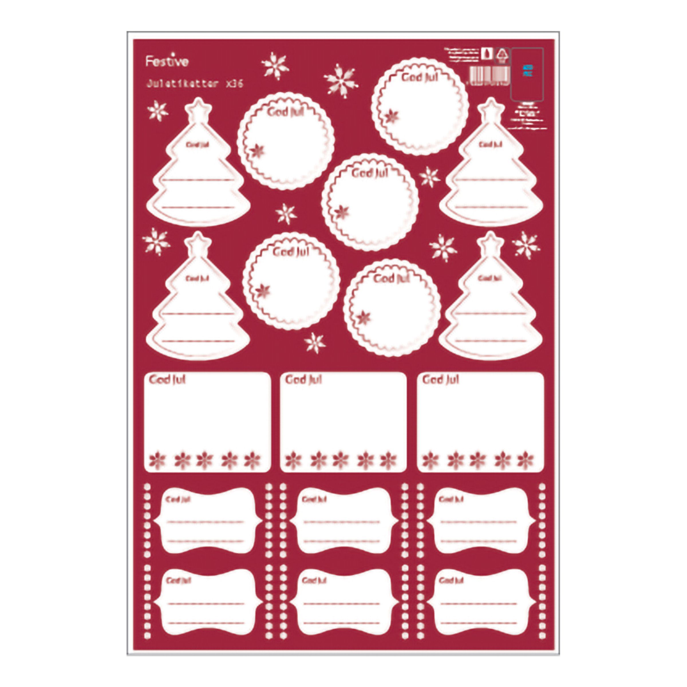 Juletiketter God Jul - 36-pack