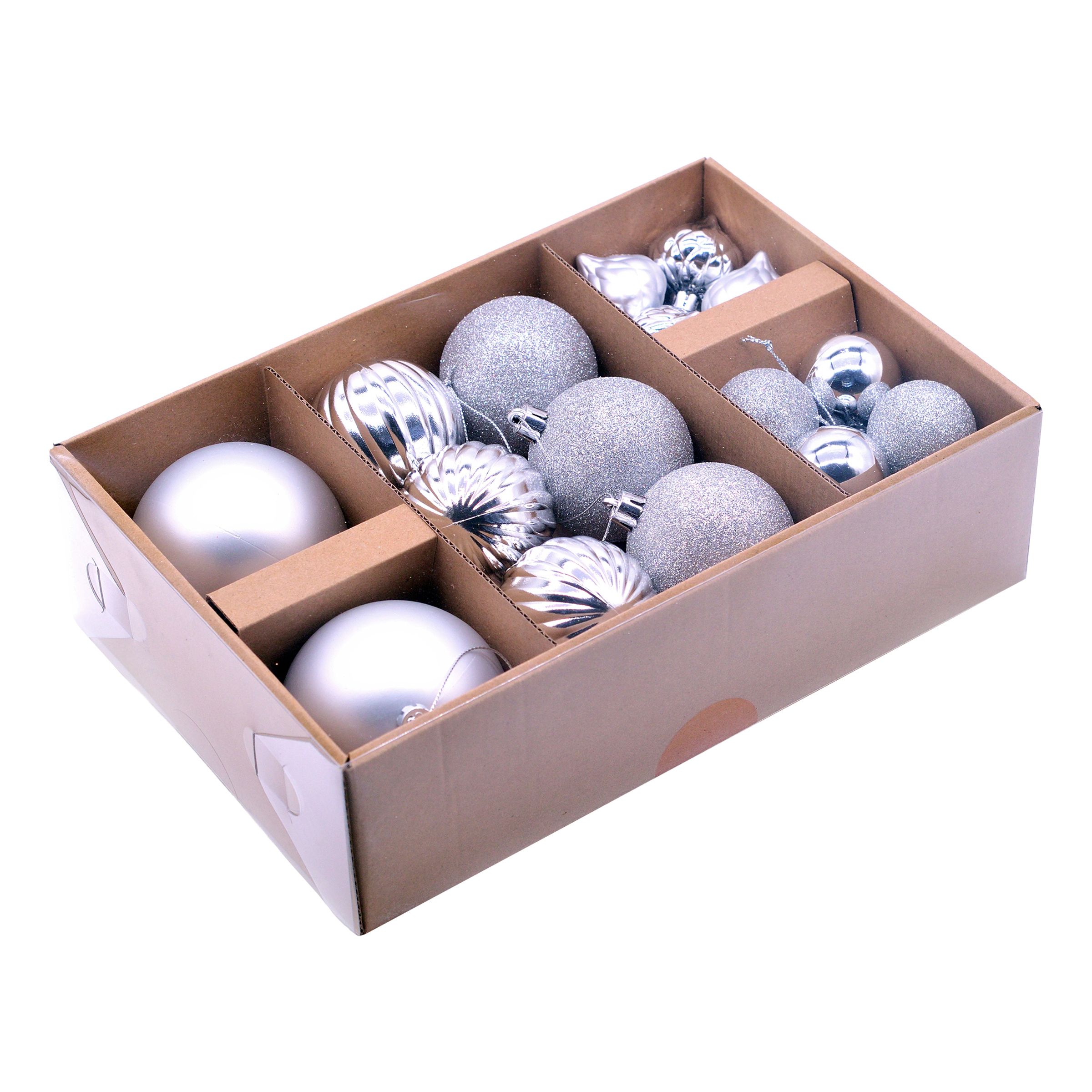 Julekugler Silver Mix - 24-pak