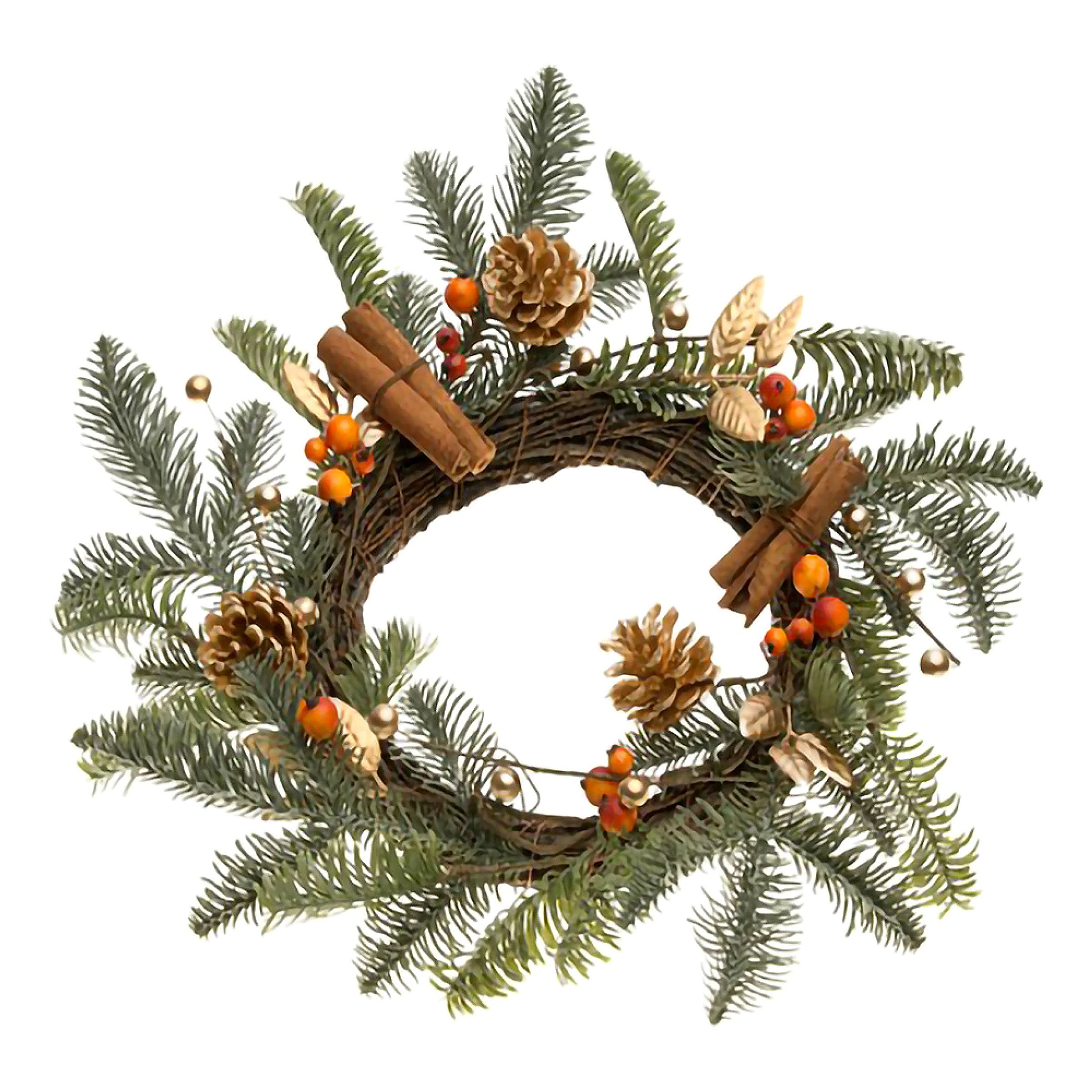 Julekrans med Kongler og Kanelstenger