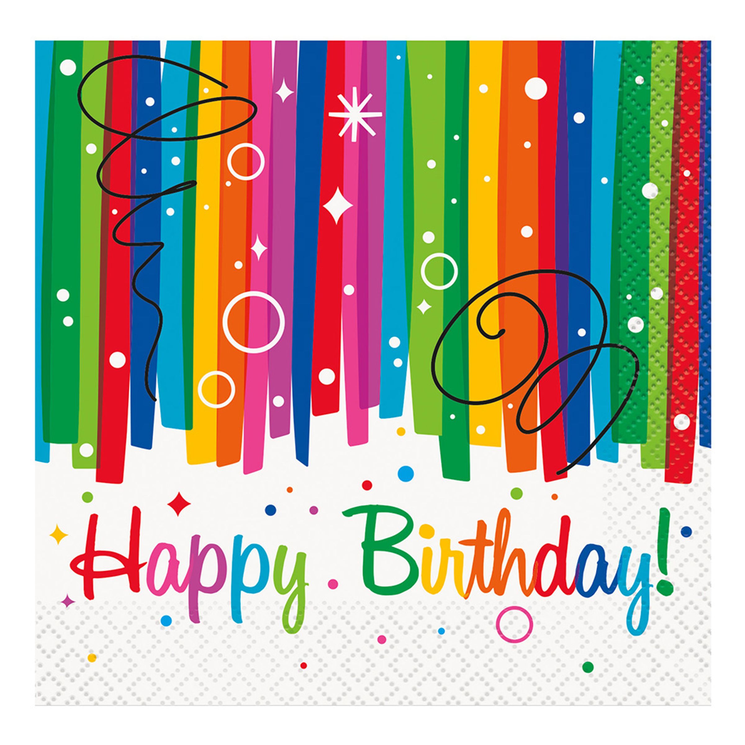 Kaffeservietter Happy Birthday Regnbue - 16-stk