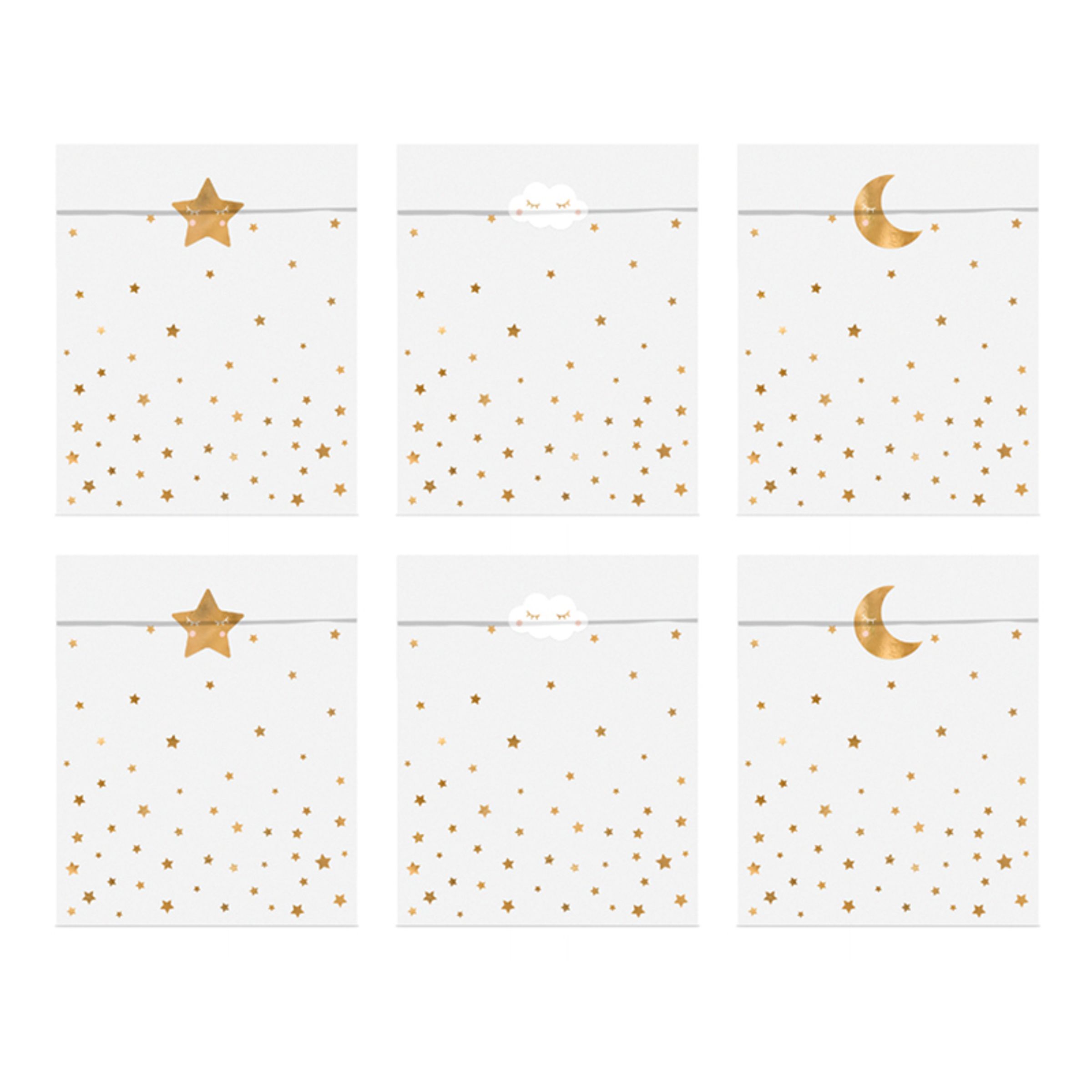Party Deco slikposer, Little Star, gyldent mønster, 13x14 cm, 6 stk., universel